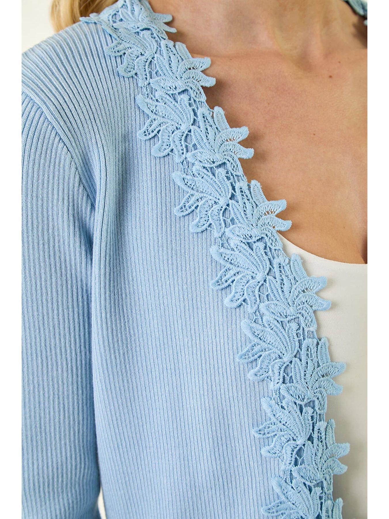 Image 5 of 5 of Roman Lace Trim Knit Cardigan