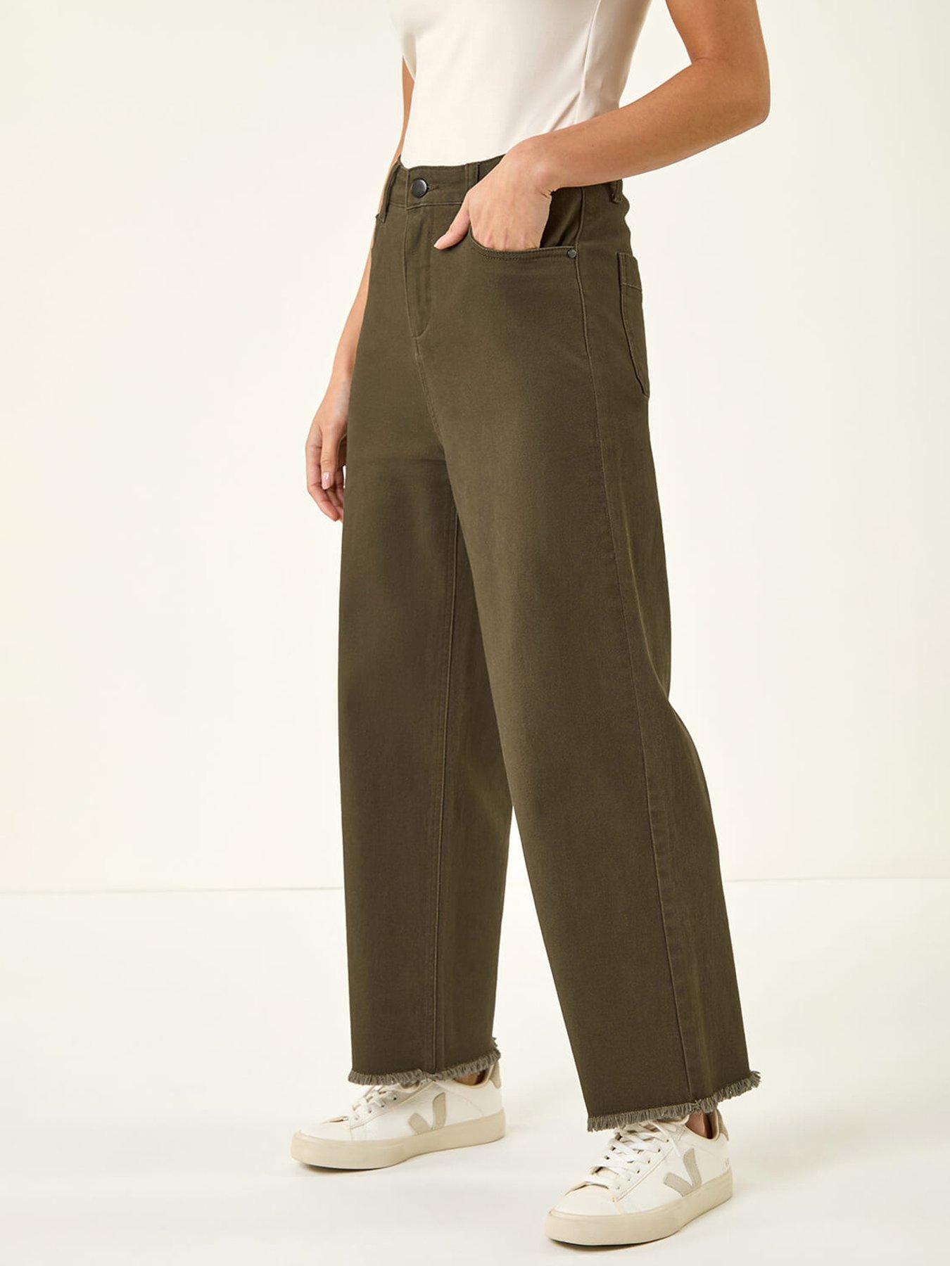 Roman Petite Cotton Frayed Hem Trouser