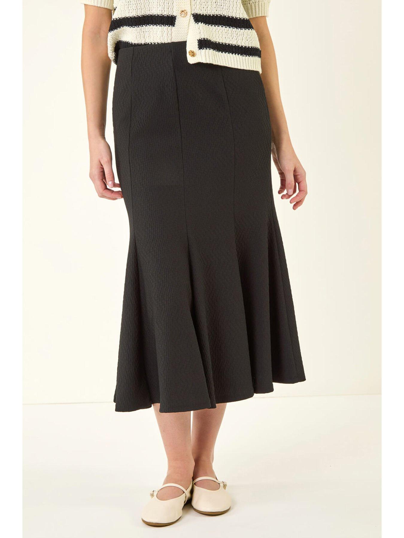 Image 1 of 5 of Roman Textured Panel Stretch Maxi Skirt