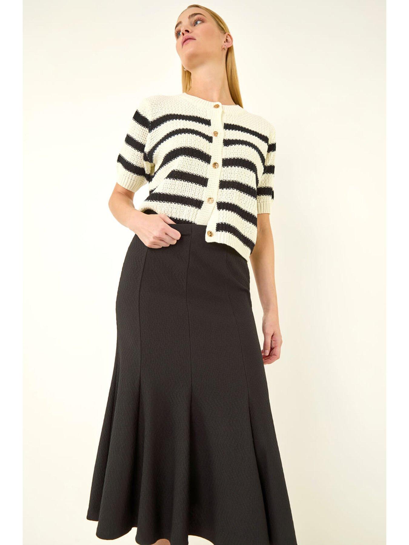 Image 4 of 5 of Roman Textured Panel Stretch Maxi Skirt