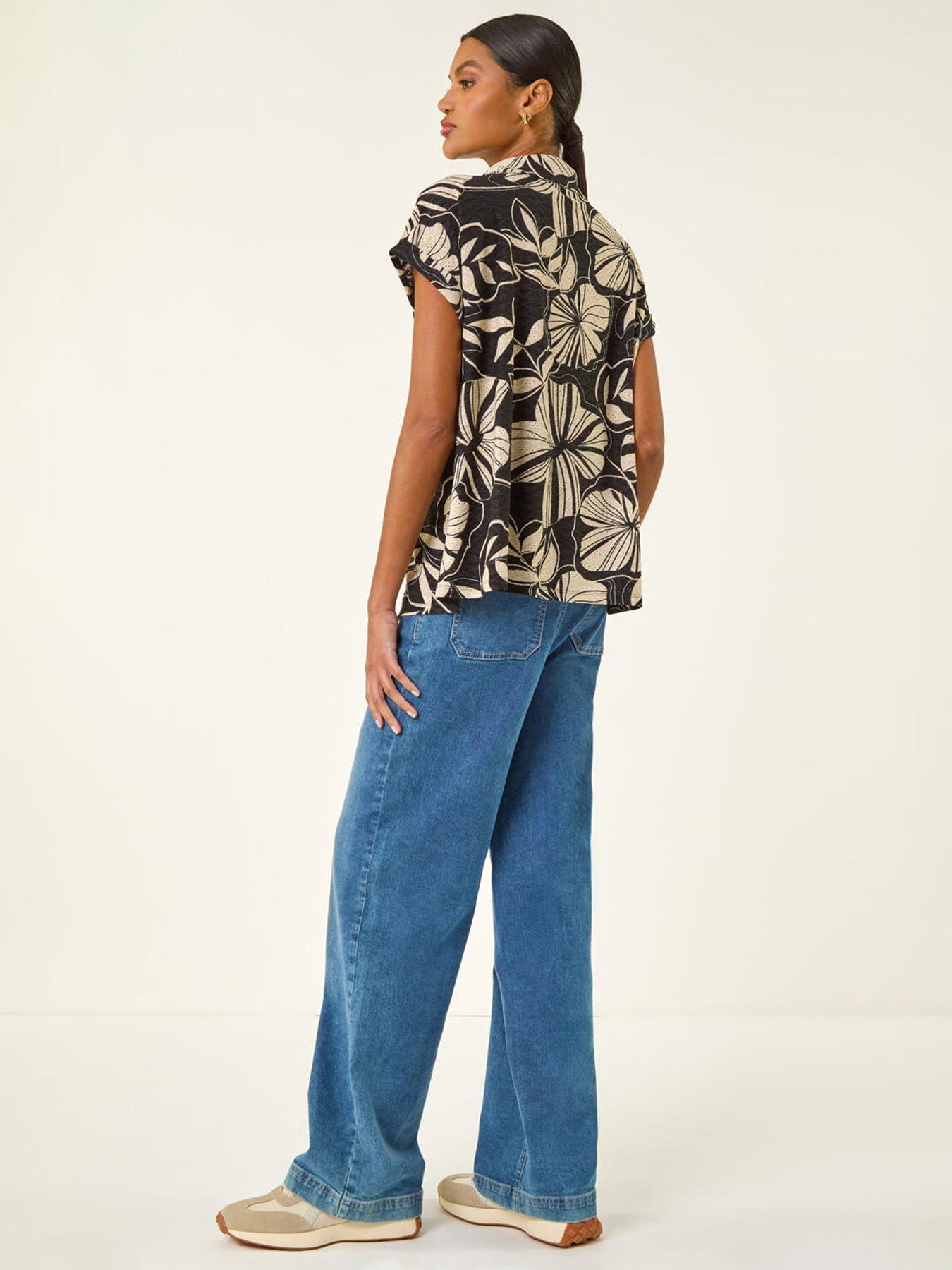 Image 2 of 5 of Roman Printed Broderie Collared Top