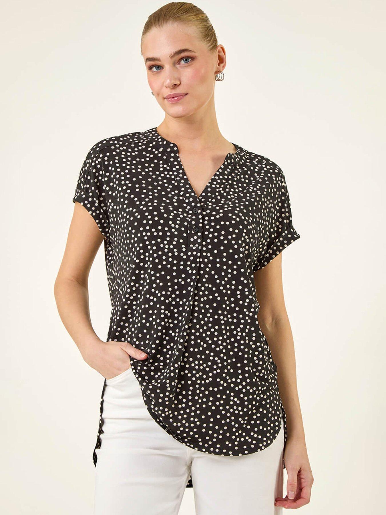 Roman Polka Dot Puff Print Top