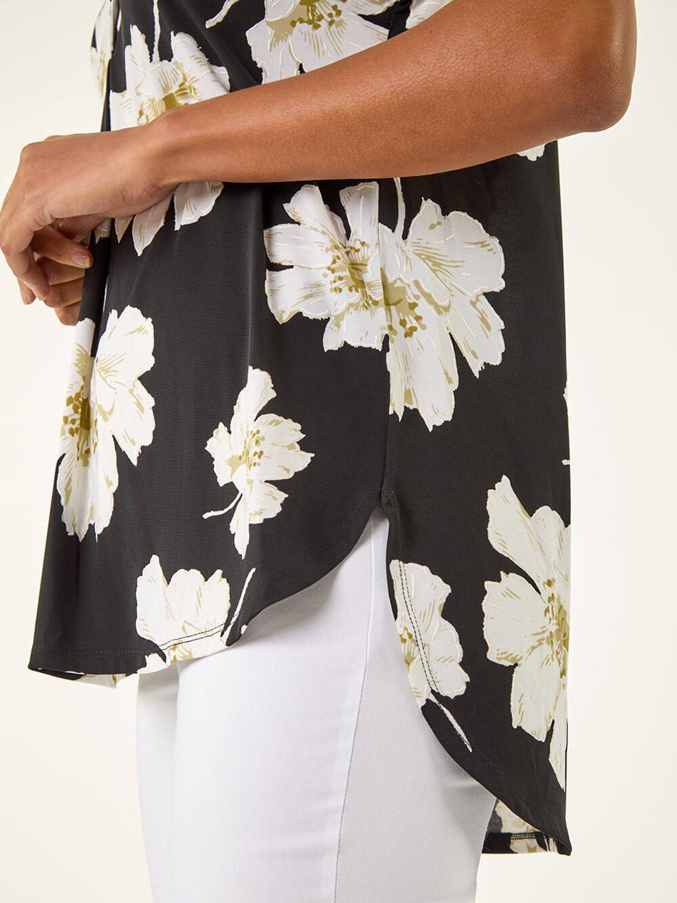 Image 5 of 5 of Roman Floral Puff Print Stretch Top