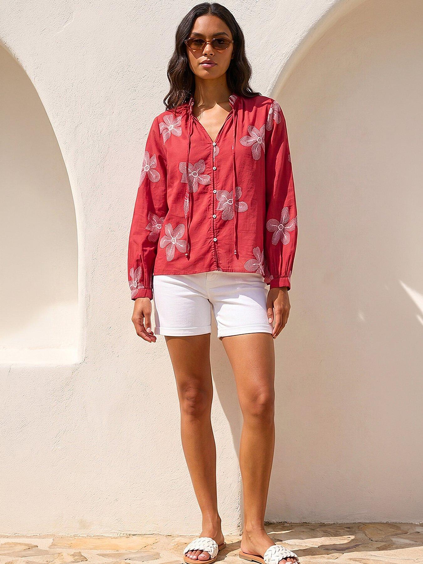 Roman Floral Embroidered Blouse