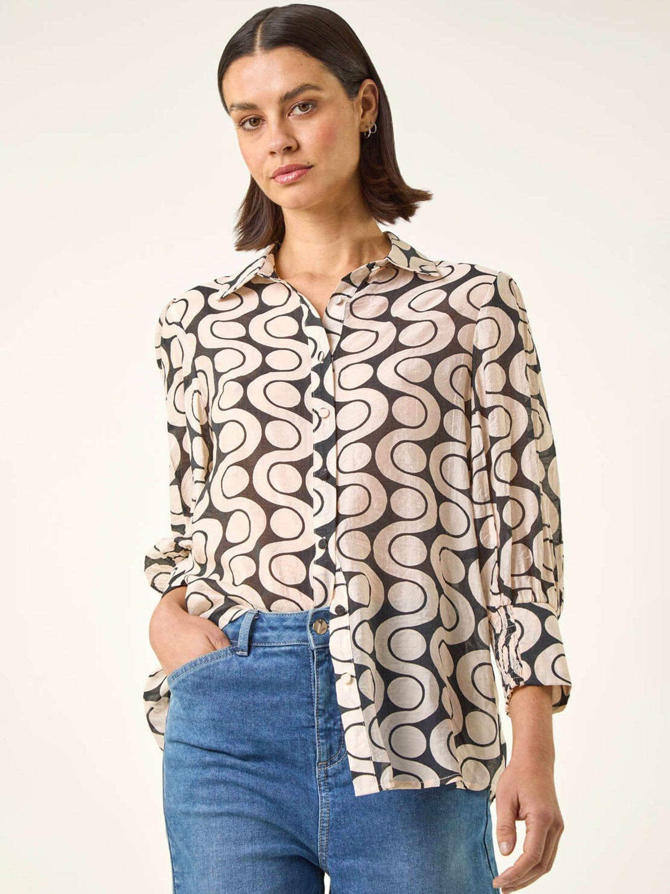 Roman Geometric Print Collared Shirt