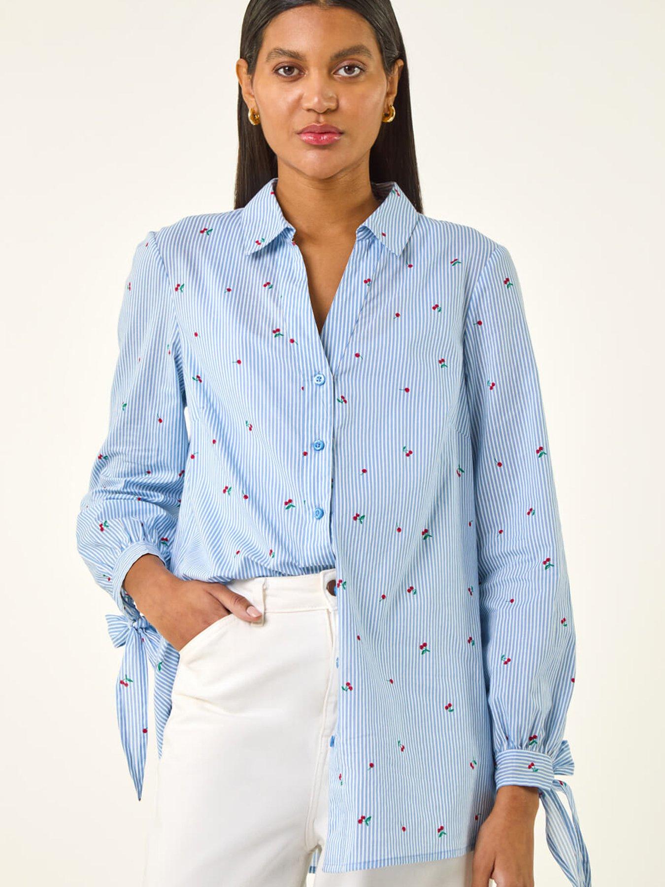 Image 4 of 5 of Roman Cherry Stripe Cotton Shirt