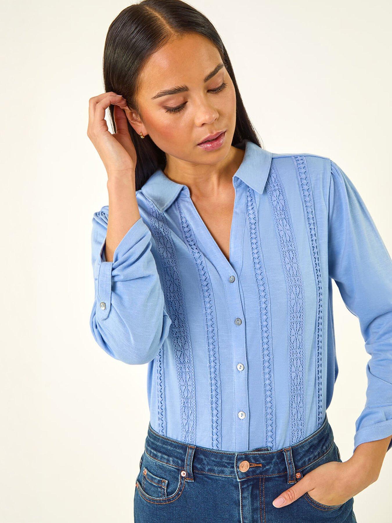 Roman Petite Cotton Lace Trim Blouse