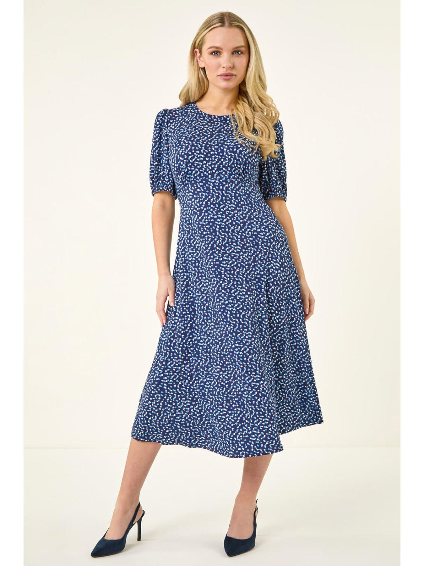 Image 1 of 5 of Roman Petite Abstract Stretch Midi Dress