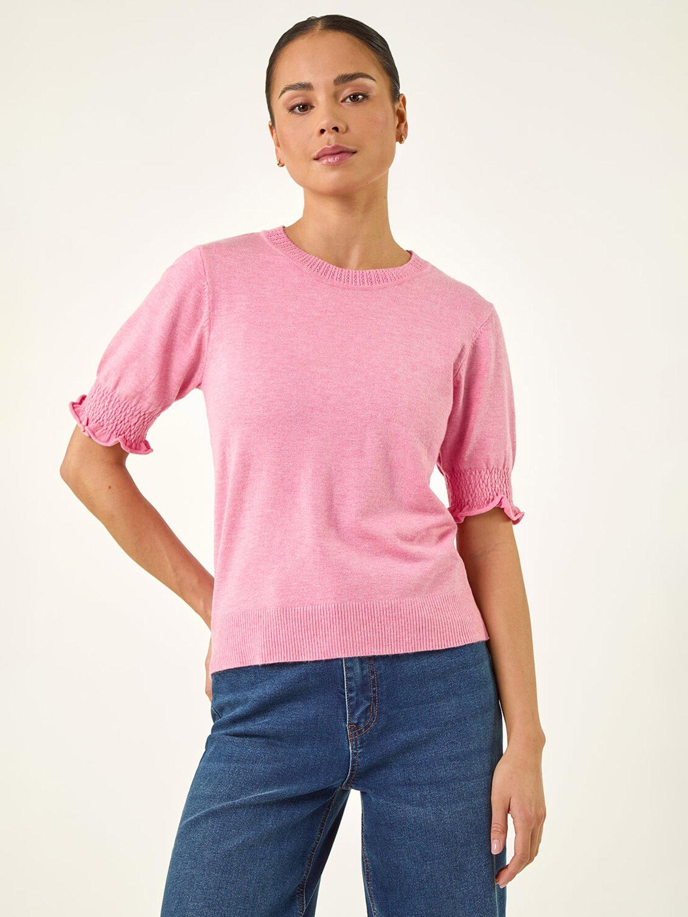 Roman Petite Shirred Sleeve Knit Top