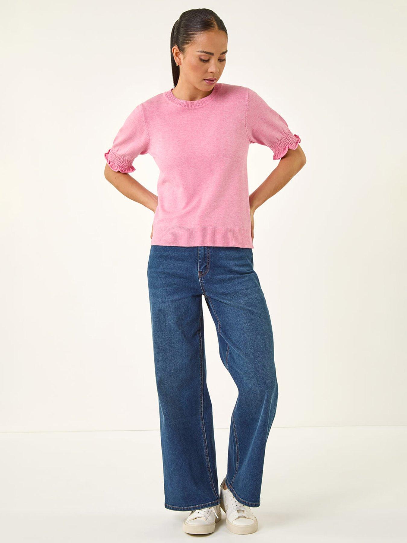Image 3 of 5 of Roman Petite Shirred Sleeve Knit Top