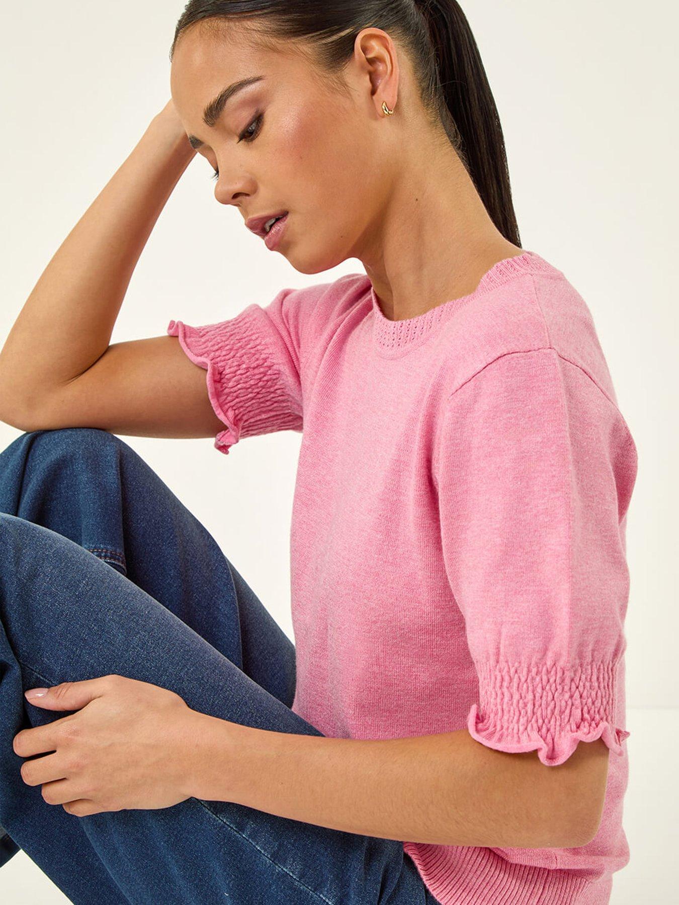 Image 4 of 5 of Roman Petite Shirred Sleeve Knit Top