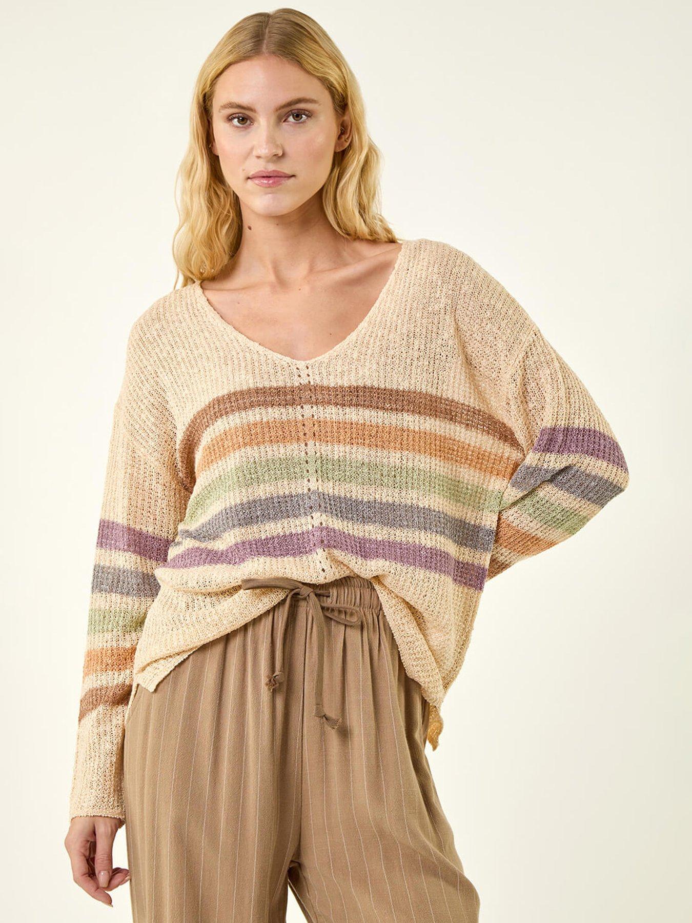 Roman Stripe V-neck Knit Jumper
