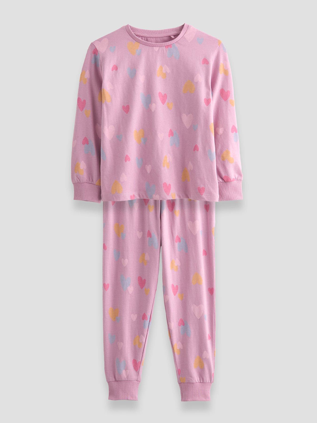 Image 2 of 5 of The Very Collection 3 Pack Floral Heart Jersey Pyjamas (9 months - 7 years) - Multi
