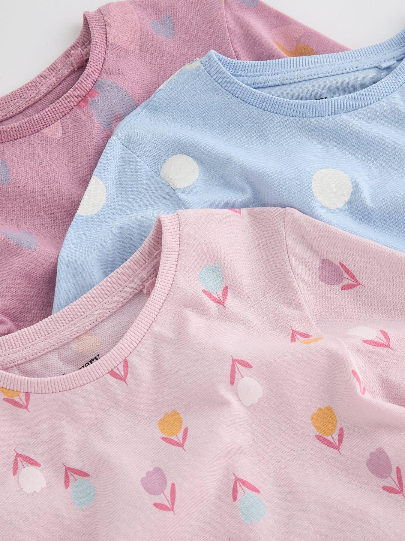 Image 5 of 5 of The Very Collection 3 Pack Floral Heart Jersey Pyjamas (9 months - 7 years) - Multi