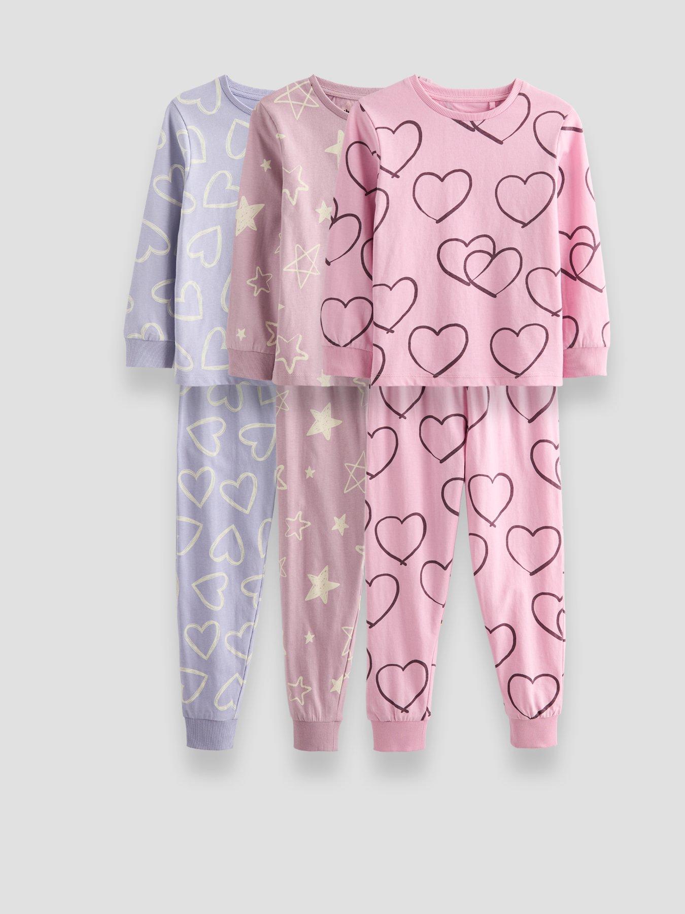 Image 1 of 5 of The Very Collection 3-Pack Multi Print Hearts and Stars Pyjama (9 months - 7 years) - Multi