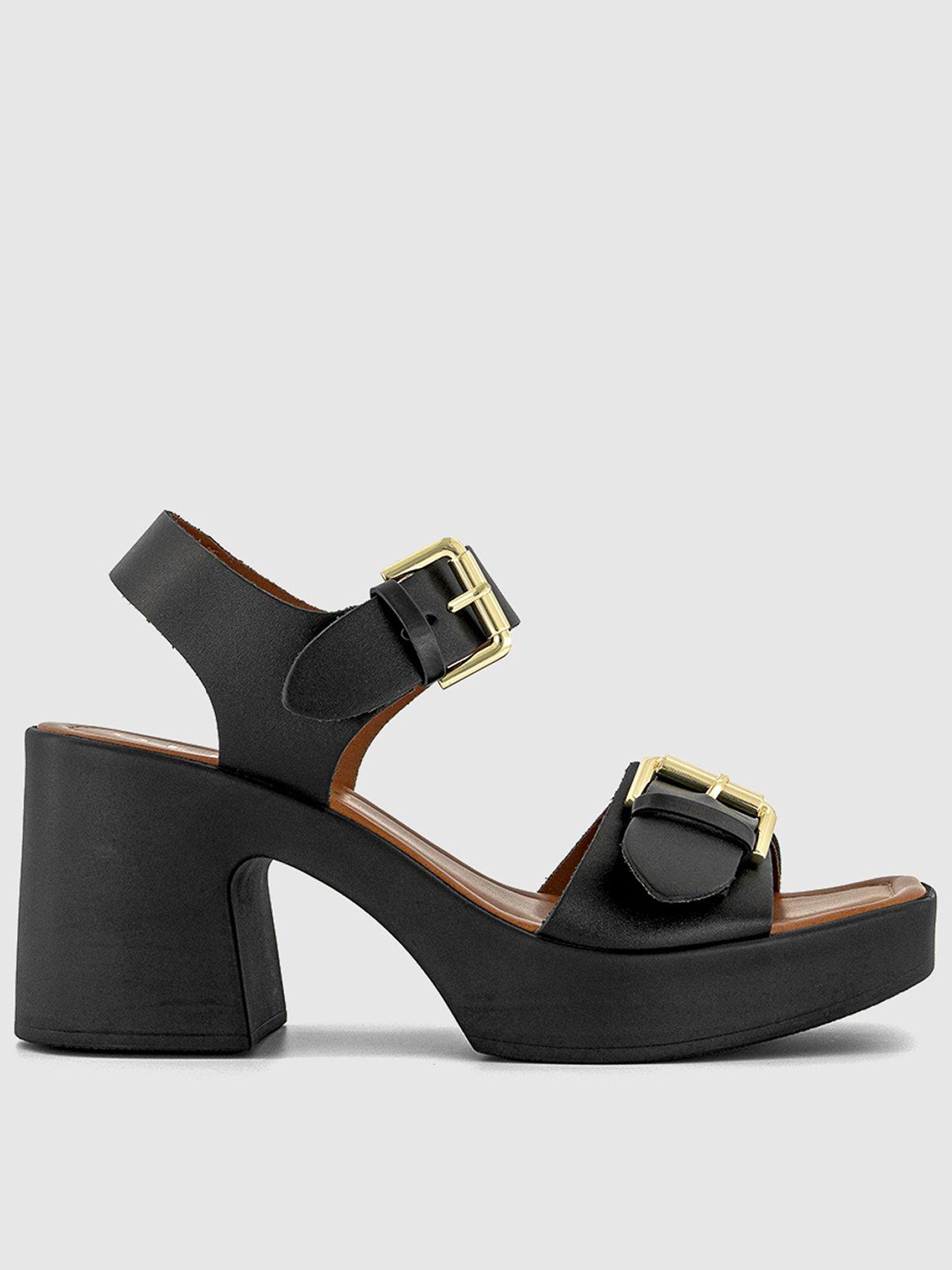 OFFICE Marseille - Two Part Heeled Sandal - Black Leather | Very