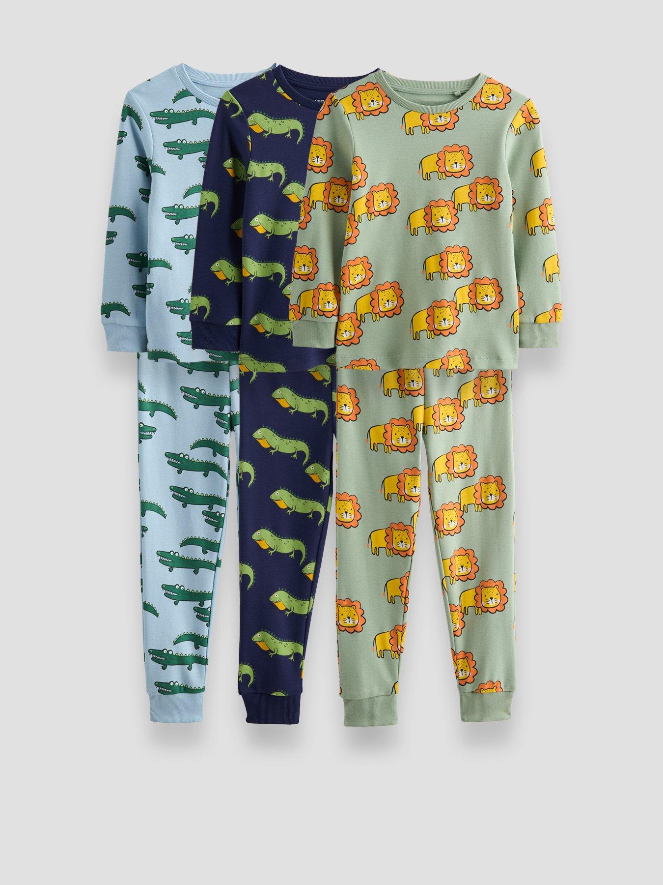 The Very Collection 3 Pack Safari Print Long Sleeve Pyjamas - Multi