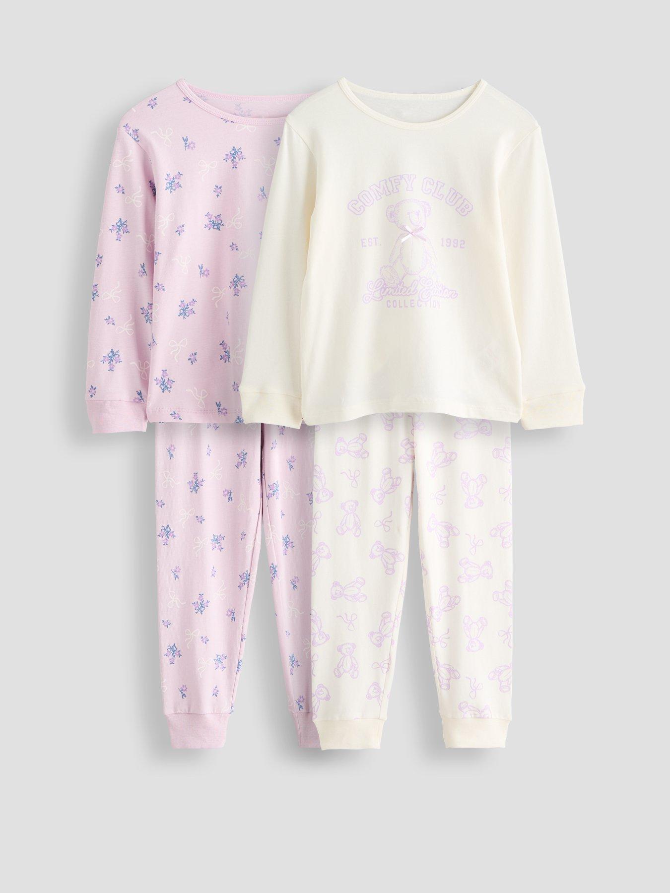 Image 1 of 6 of The Very Collection Cosy Club Teddy 2 Pack Long Sleeve Pyjamas (9 months - 7 years) - Purple