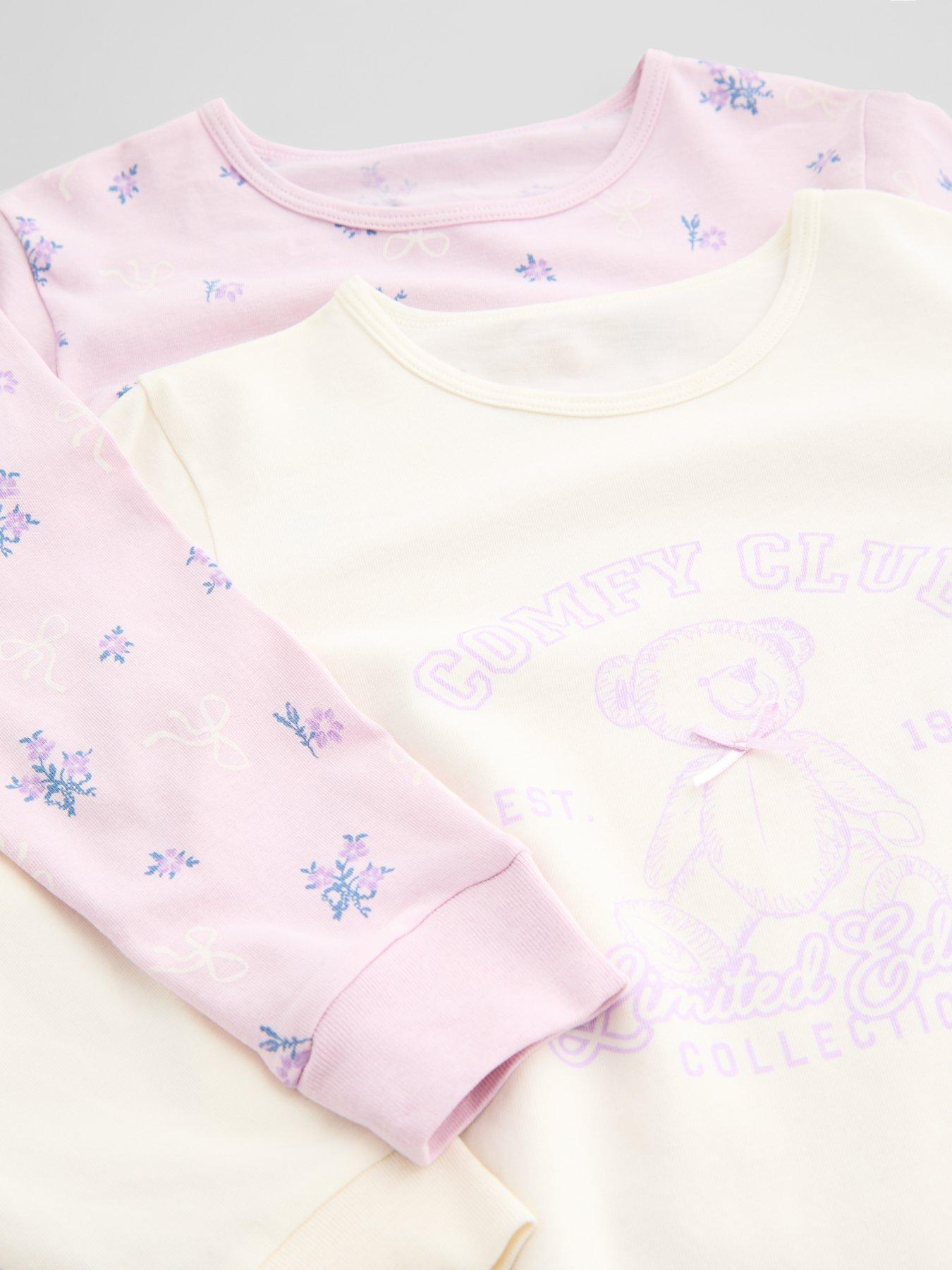 Image 4 of 6 of The Very Collection Cosy Club Teddy 2 Pack Long Sleeve Pyjamas (9 months - 7 years) - Purple