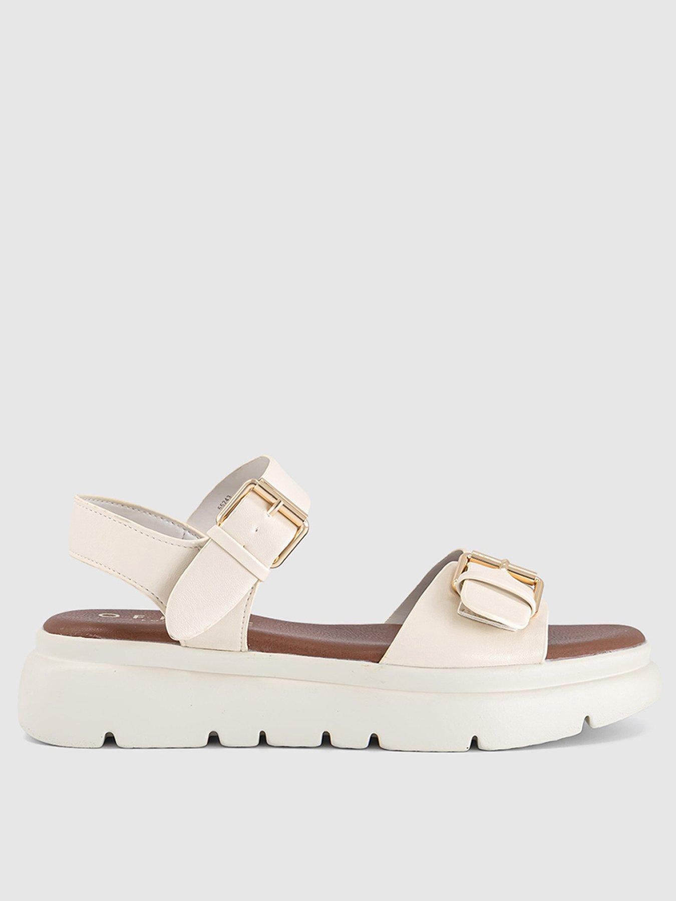 OFFICE Buckle Detail Platform Sandals - White