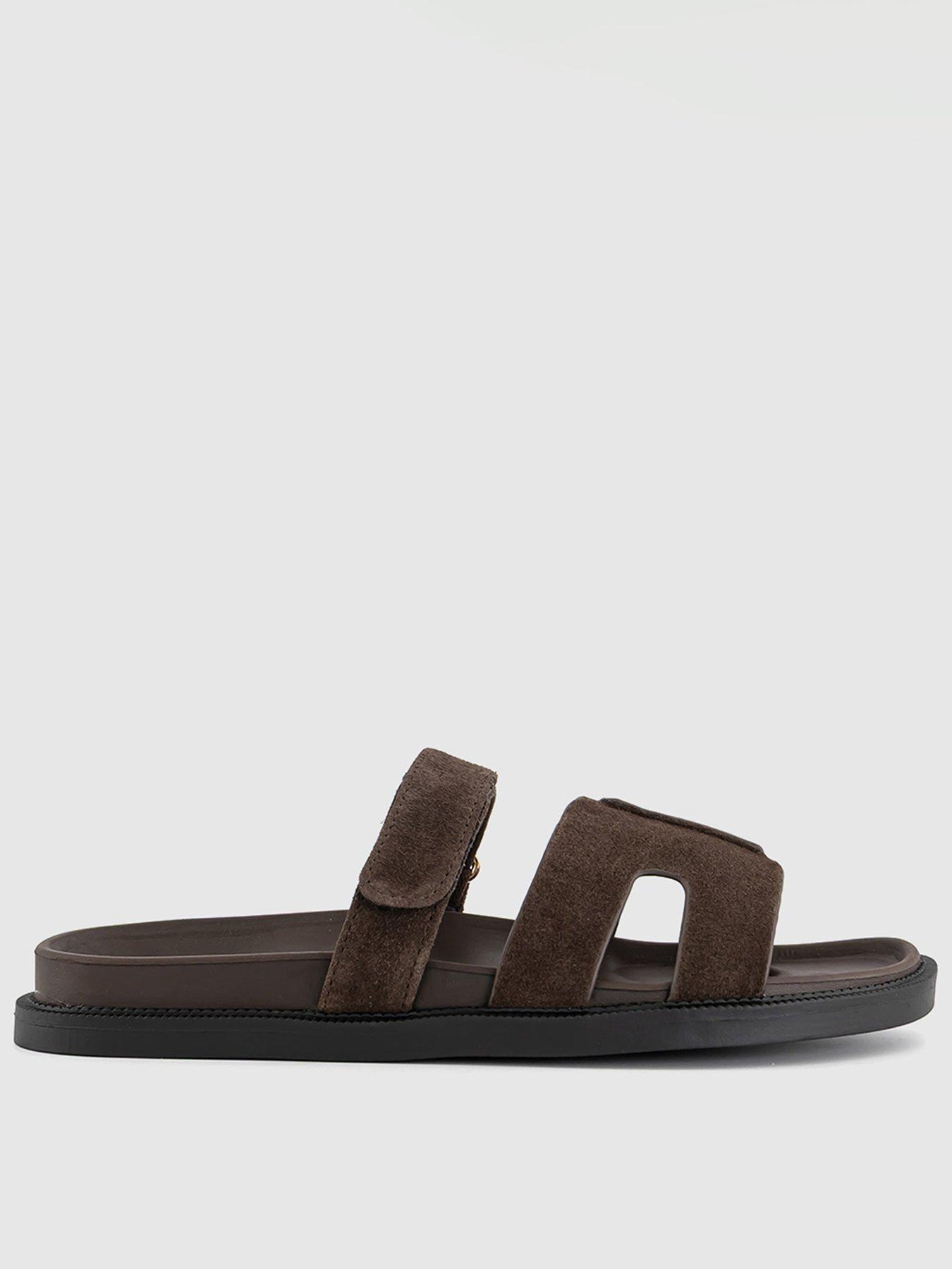 OFFICE Serena - Cut Out Two Strap Footbed Sandal - Brown Suede