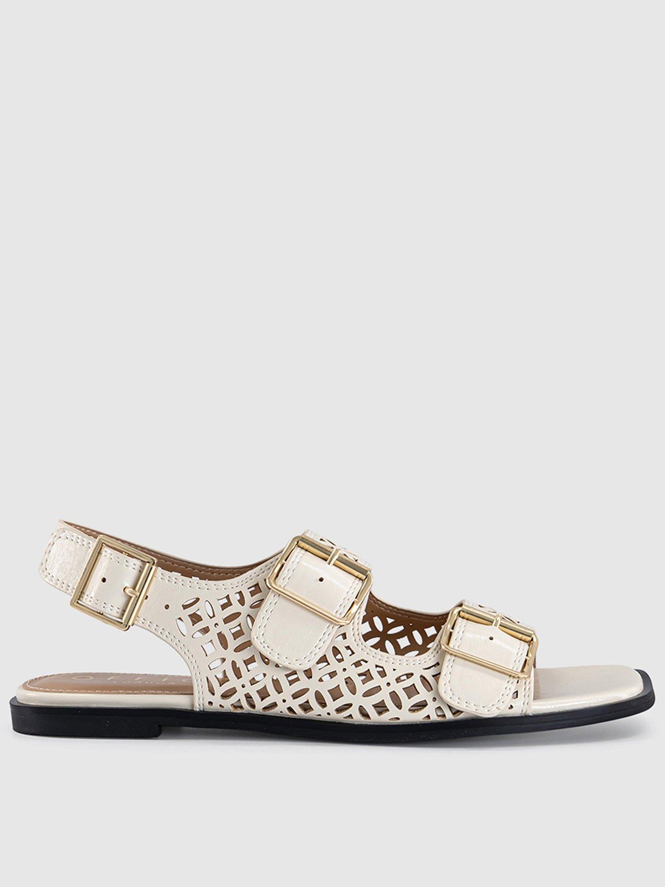 OFFICE Sienna Laser Cut Buckle Detail Sandal - Cream