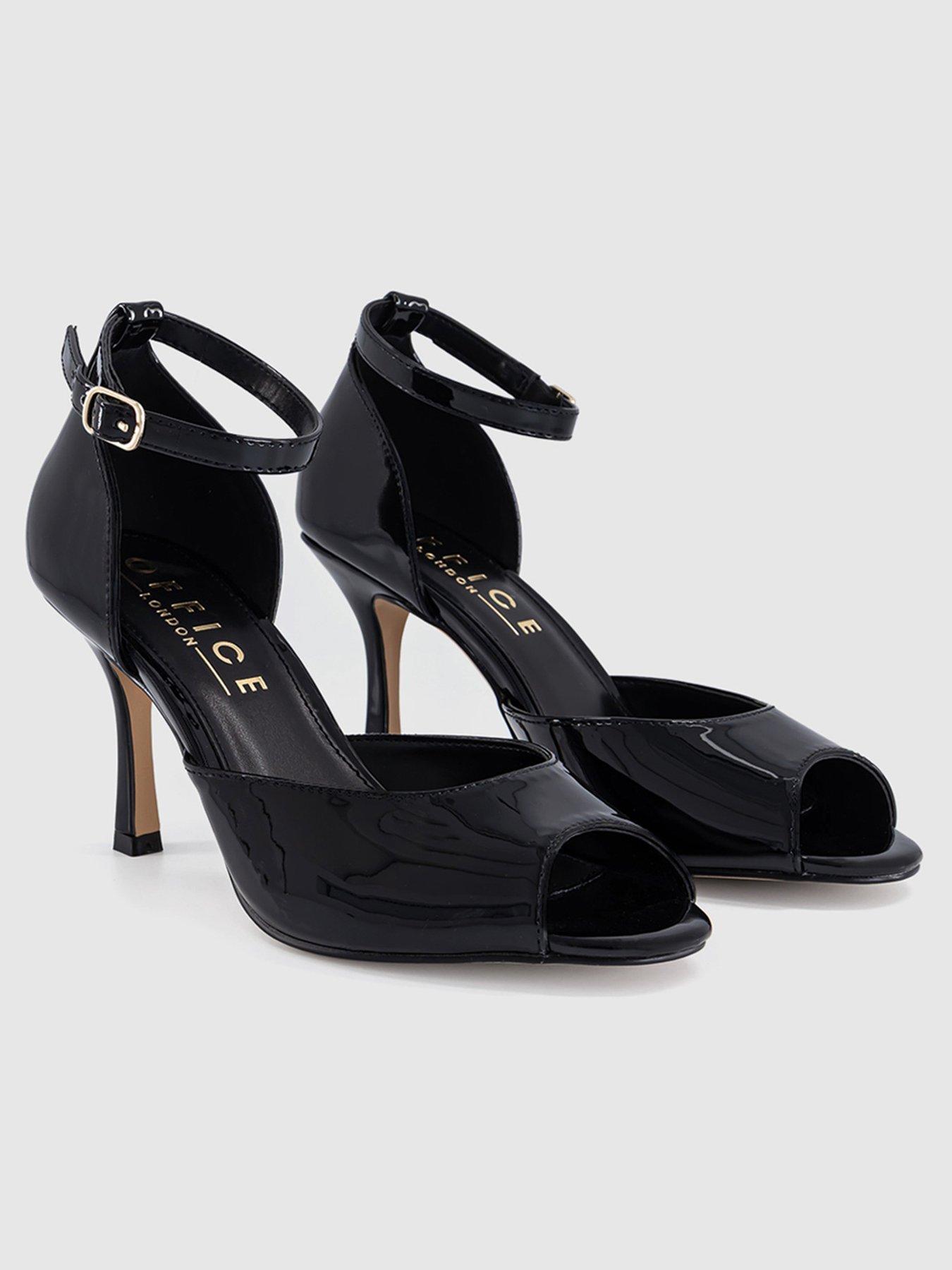 Image 4 of 5 of OFFICE Harlequin Peep Toe Heeled Sandal - Black