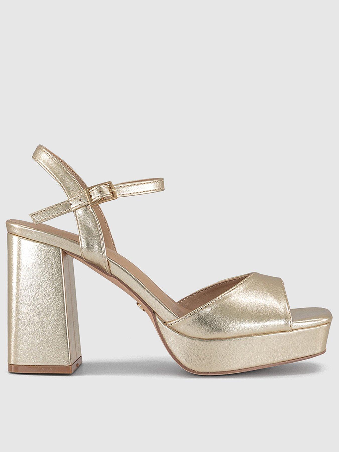 OFFICE Helix Two Part Platform Heeled Sandal - Gold