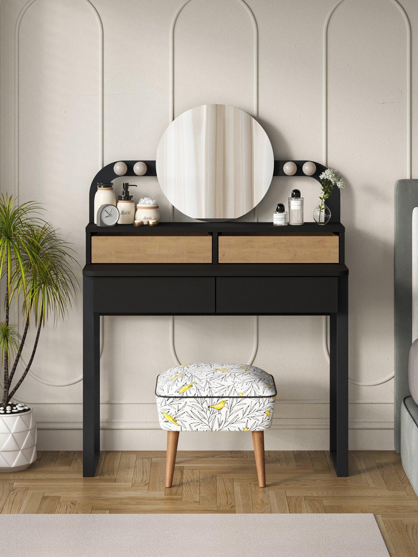 Image 3 of 7 of Decortie Lora Dressing Table - Black / Oak