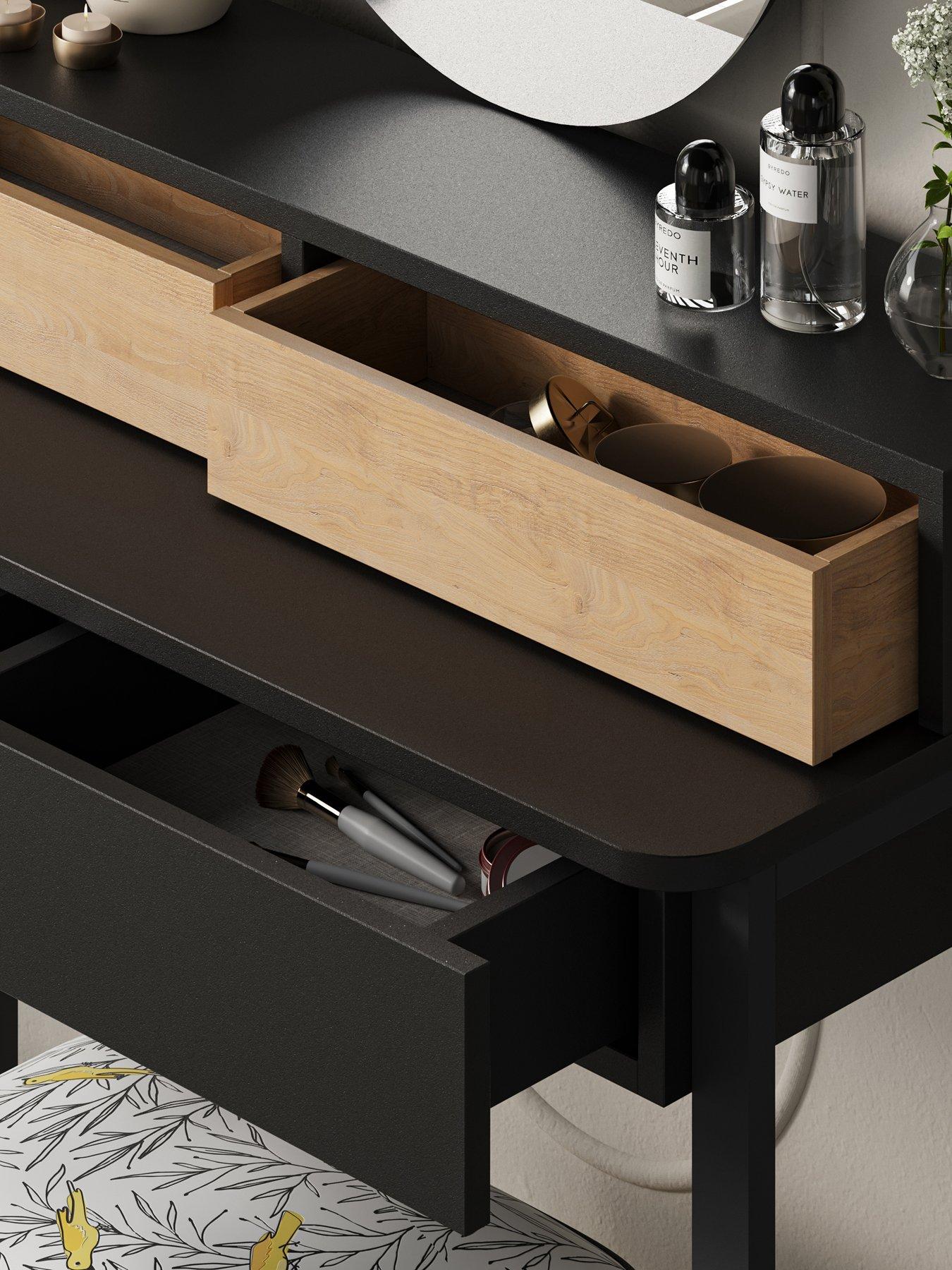 Image 4 of 7 of Decortie Lora Dressing Table - Black / Oak