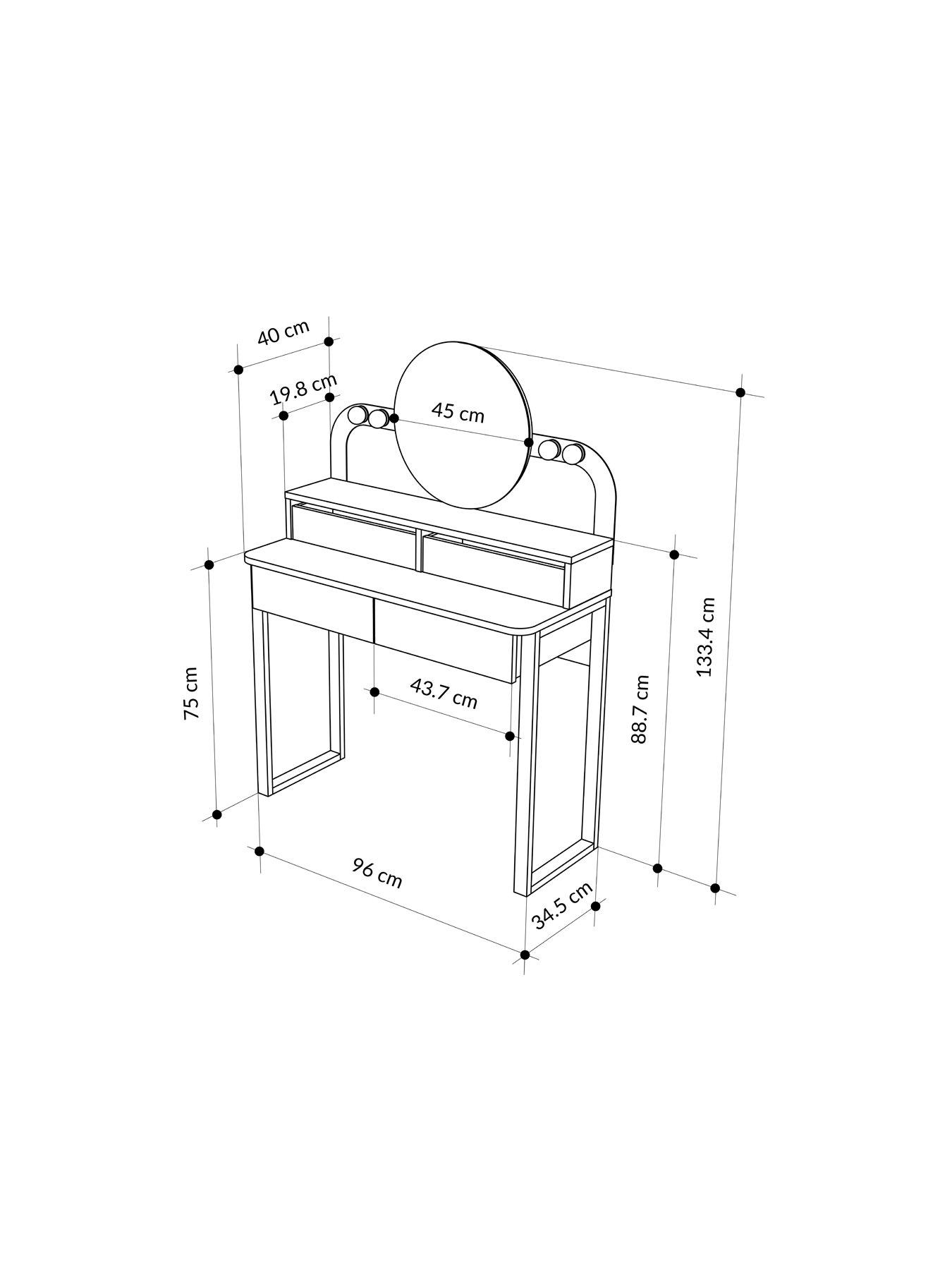 Image 6 of 7 of Decortie Lora Dressing Table - Black / Oak