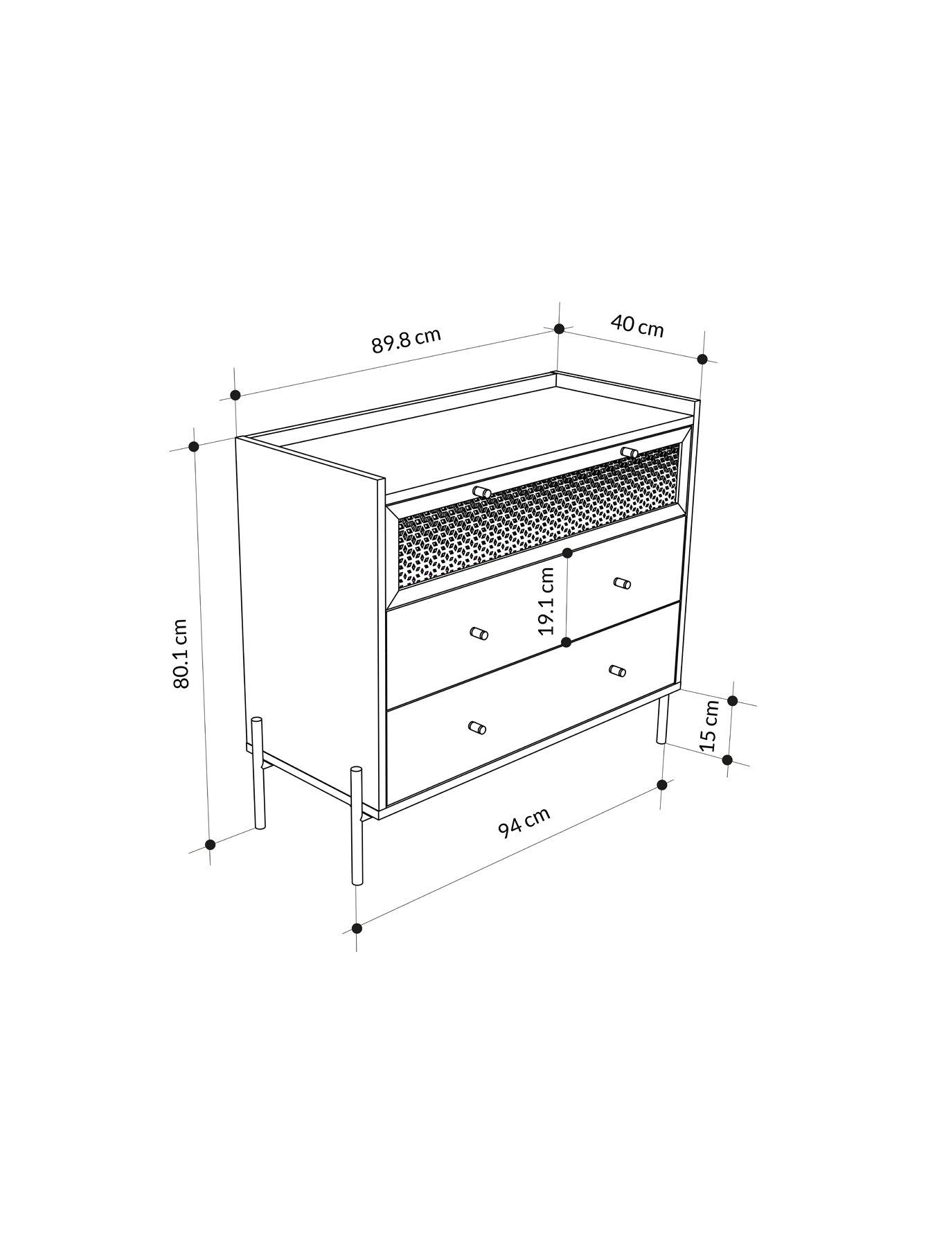 Image 5 of 6 of Decortie Mia 3 Drawer Dresser - Sapphire Oak