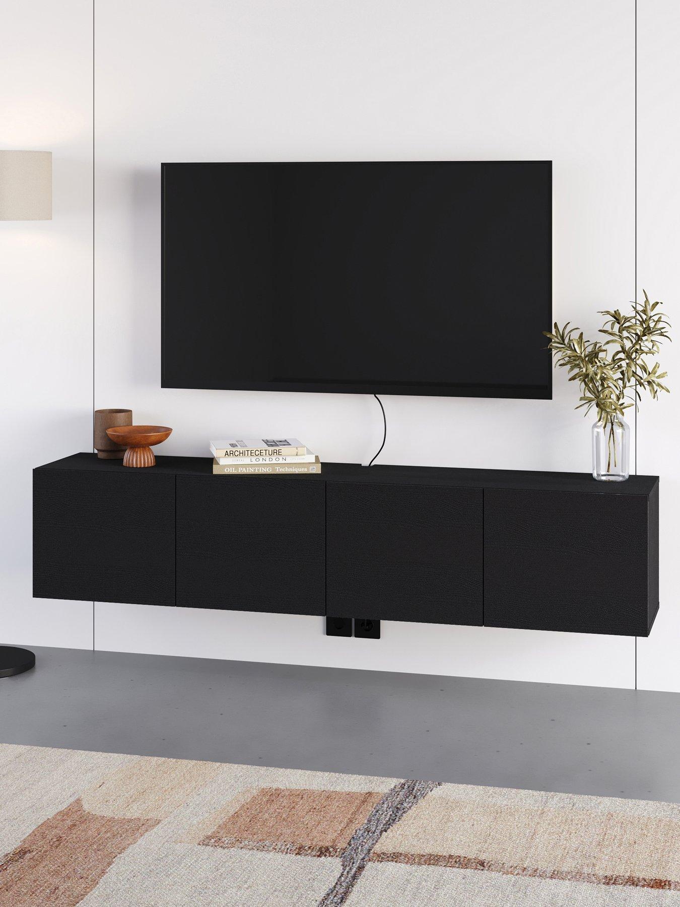 Image 3 of 7 of Decortie Combe Wall Mounted Tv Cabinet - Black Wood