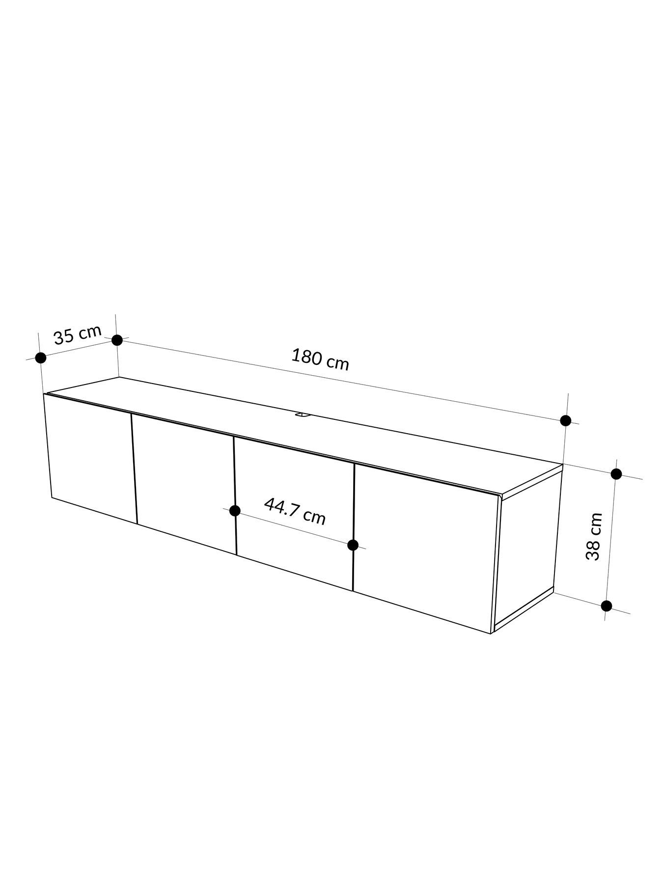 Image 6 of 7 of Decortie Combe Wall Mounted Tv Cabinet - Black Wood