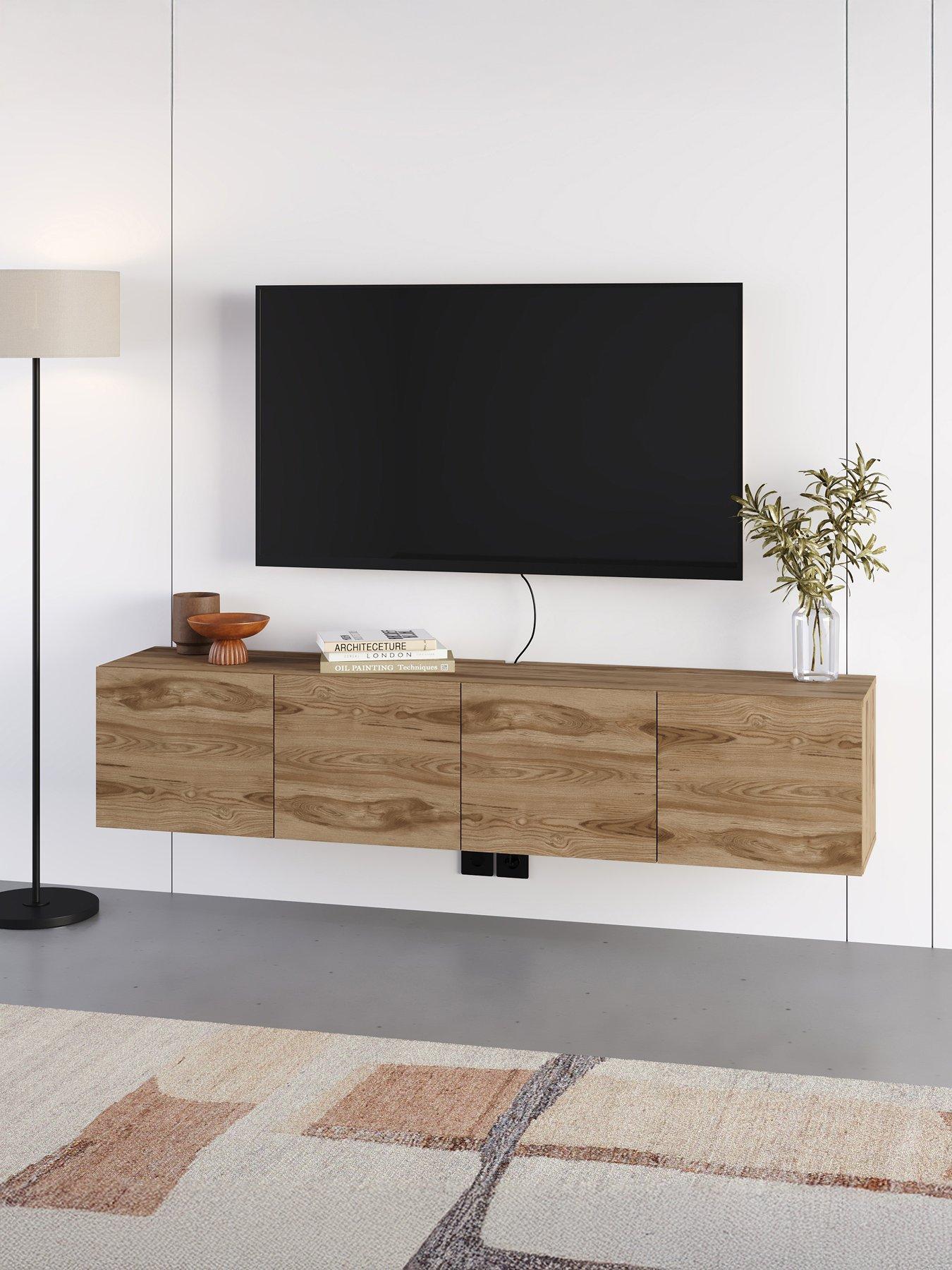 Image 1 of 7 of Decortie Combe Wall Mounted Tv Cabinet - Deep Oud