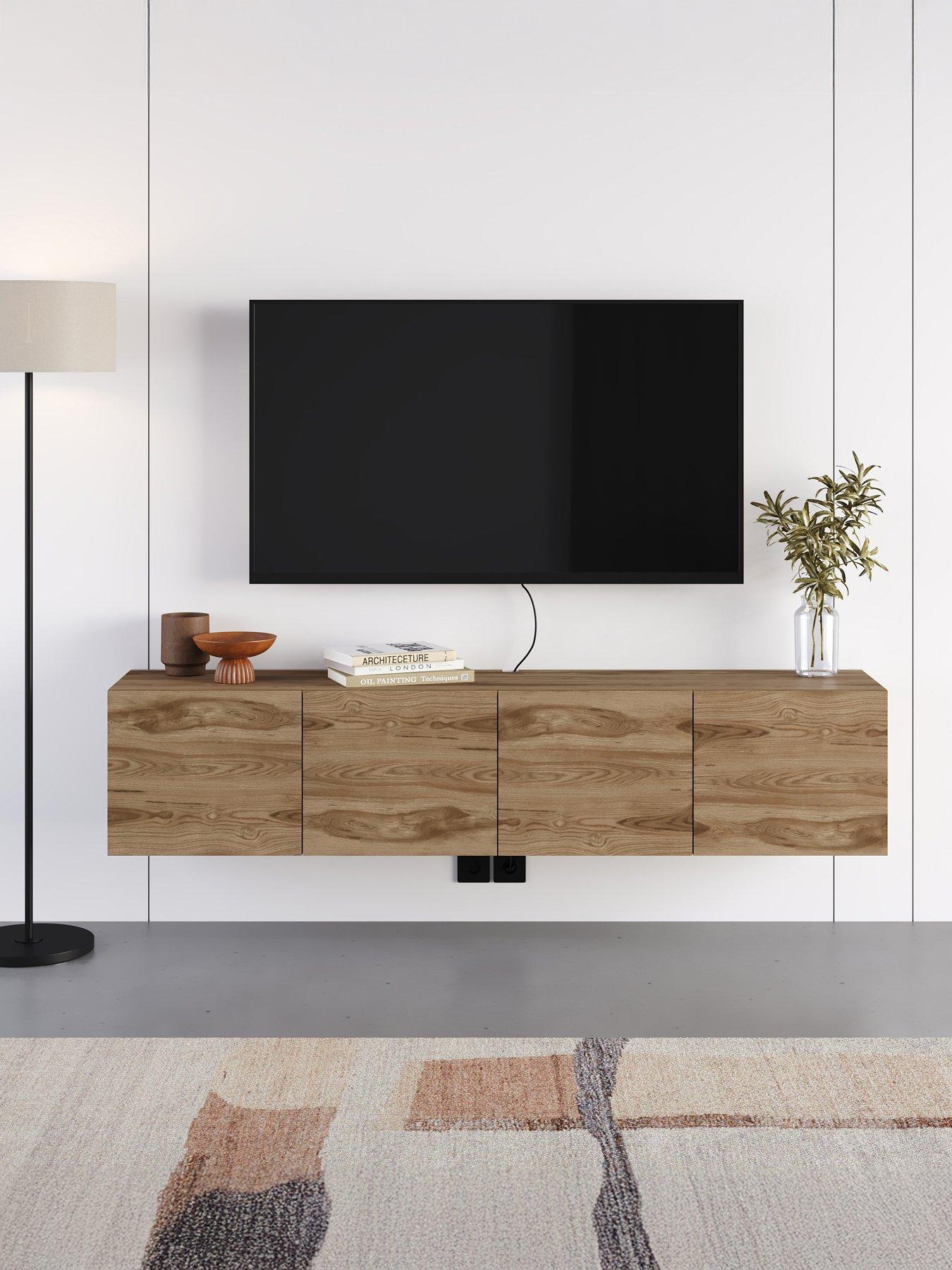Image 3 of 7 of Decortie Combe Wall Mounted Tv Cabinet - Deep Oud