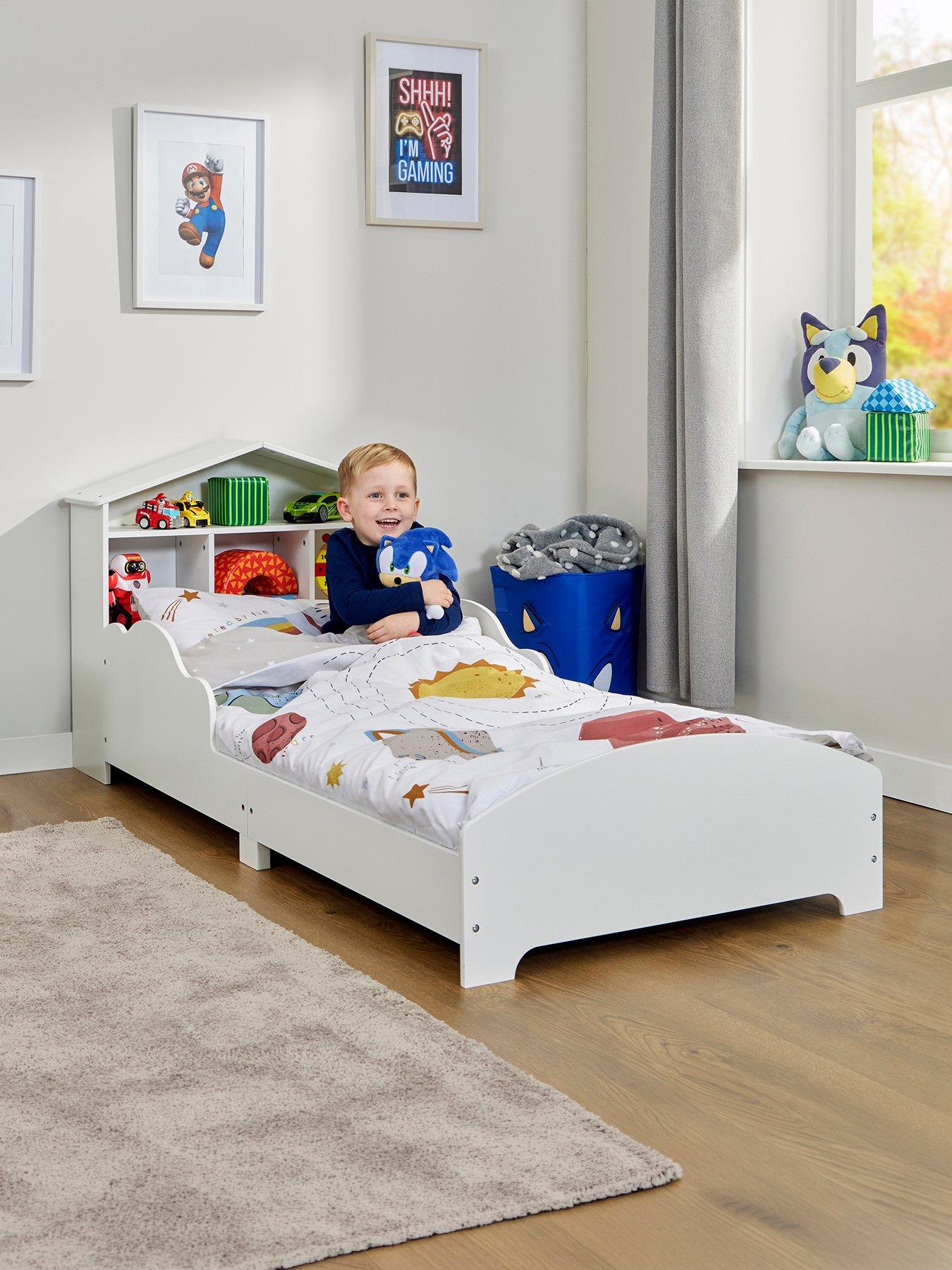 Liberty House Kids White Toddler Bed With Bookcase