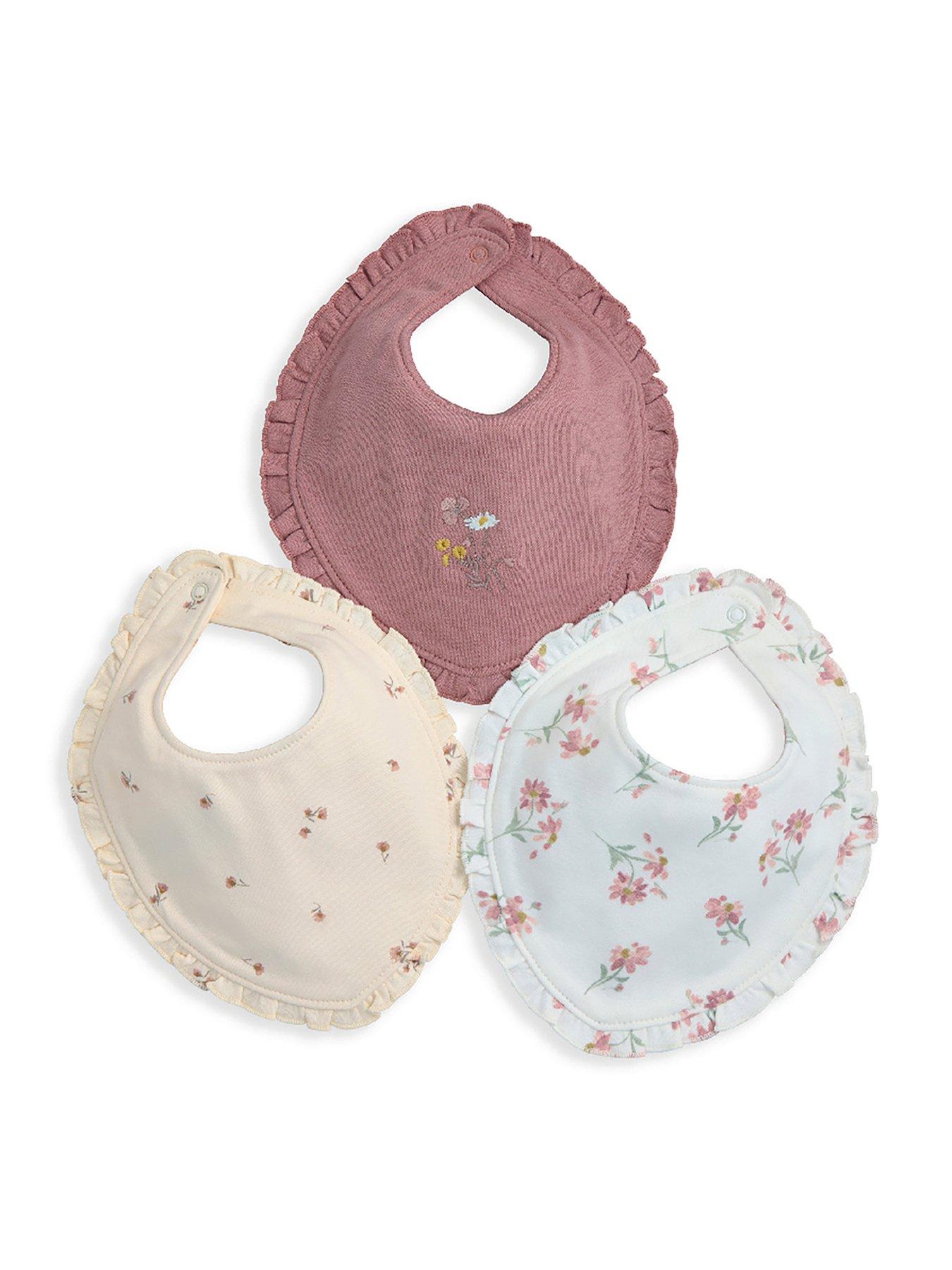 Image 1 of 1 of Mamas & Papas Baby Girls 3 Pack Bandana Floral Frill Bibs - Pink