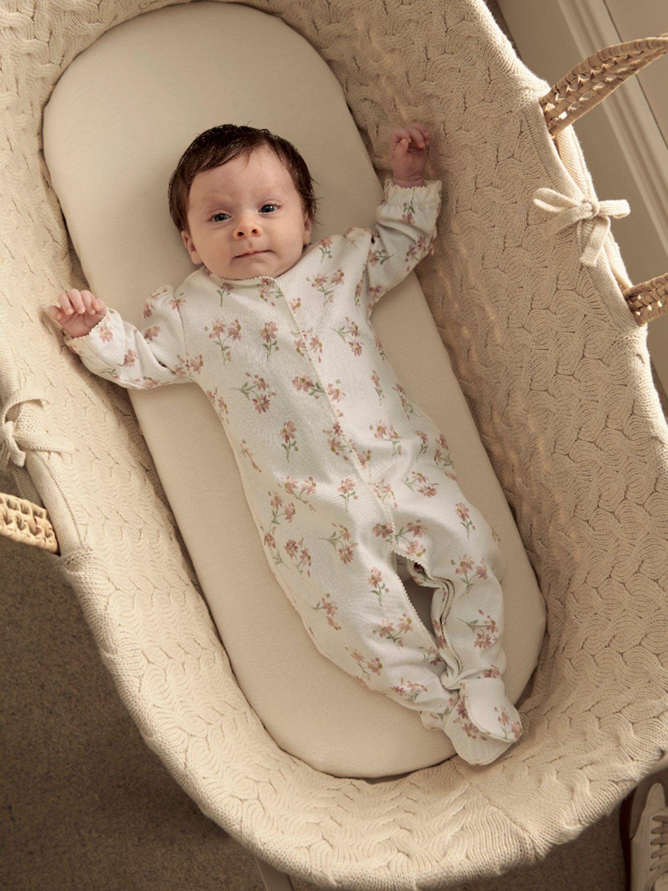 Mamas & Papas Baby Girls Watercolour Floral Print Sleepsuit - Pink