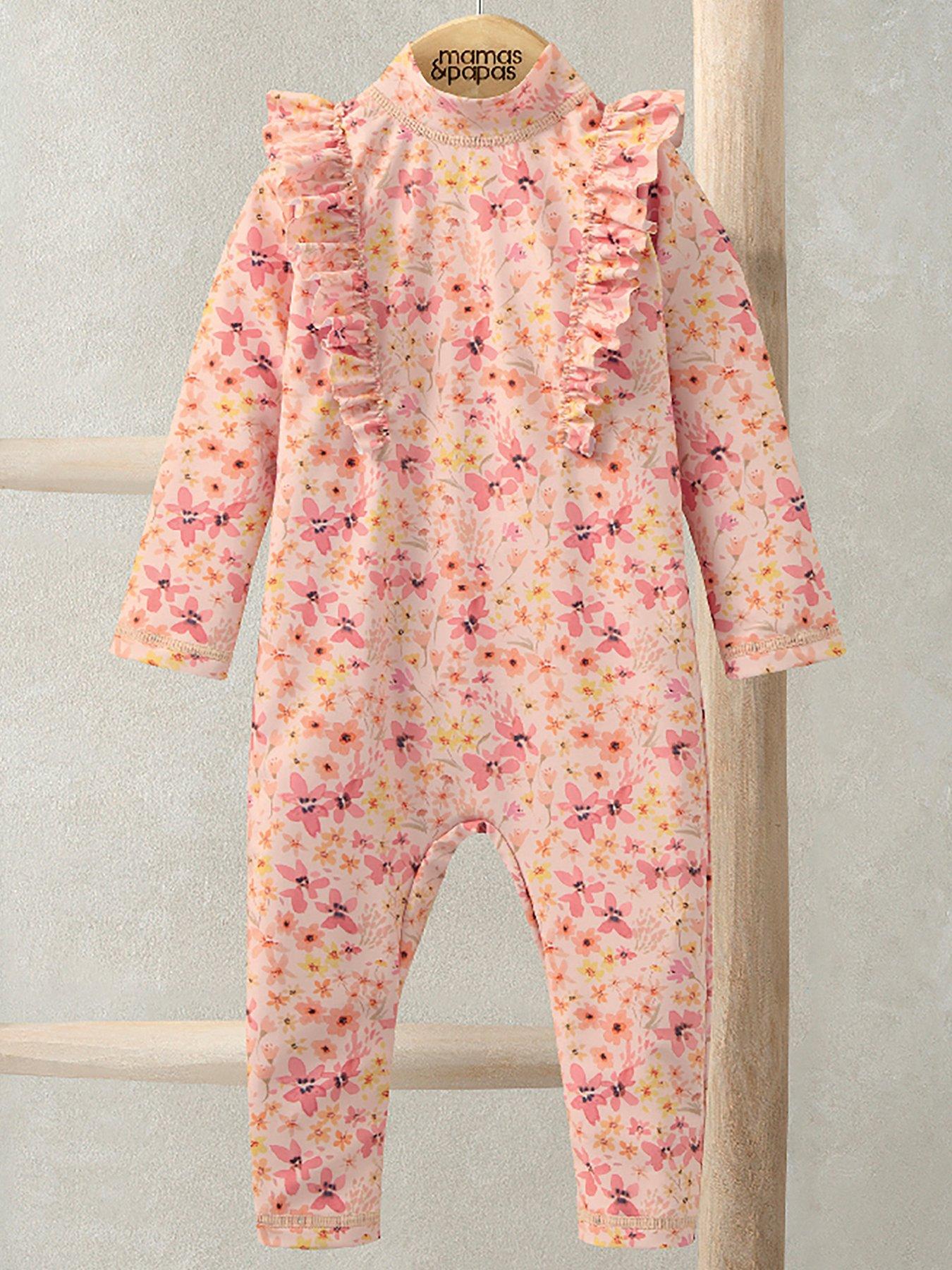 Mamas & Papas Baby Girls Floral Long Sleeve Rashsuit - Pink