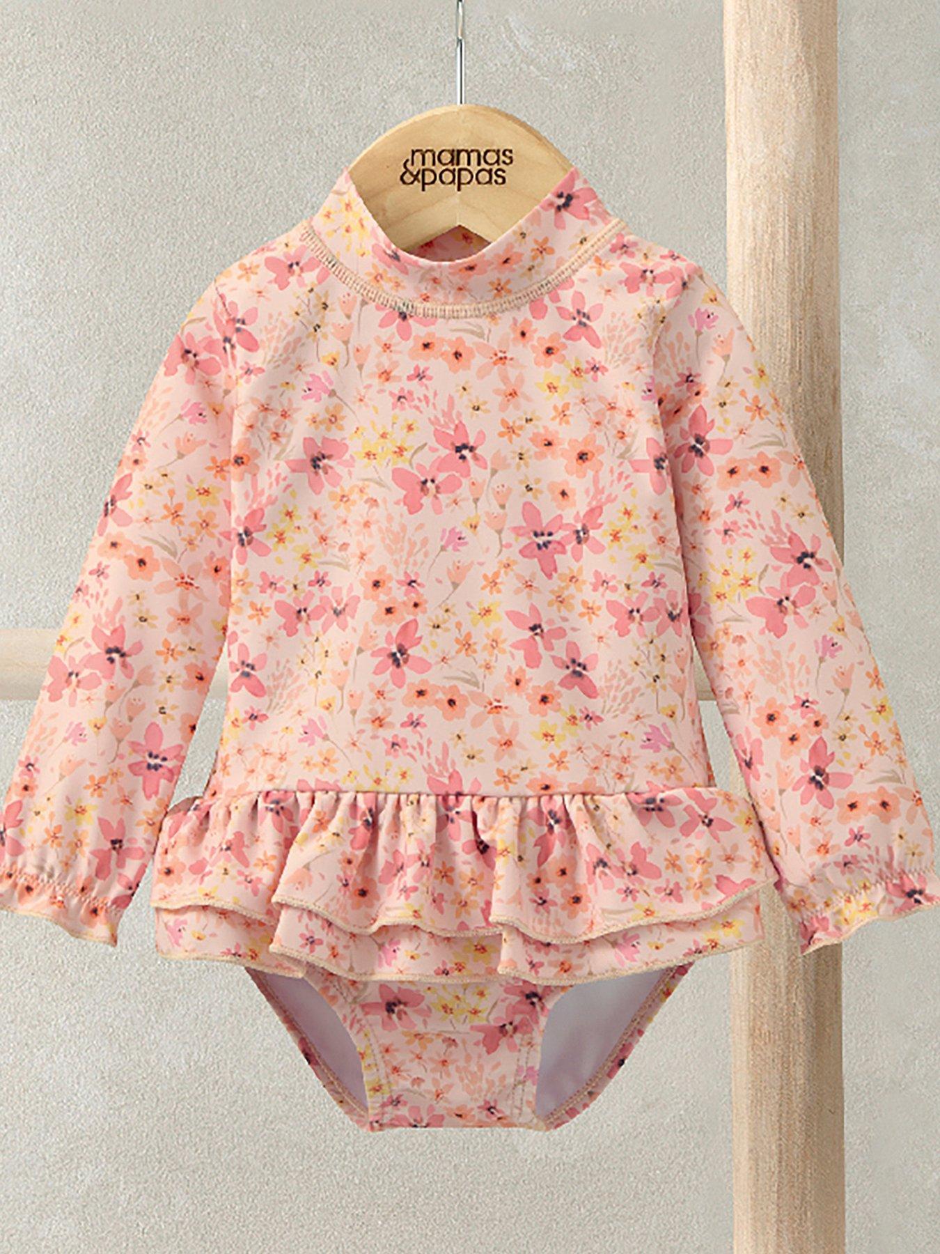 Mamas & Papas Baby Girls Floral Swimsuit - Pink