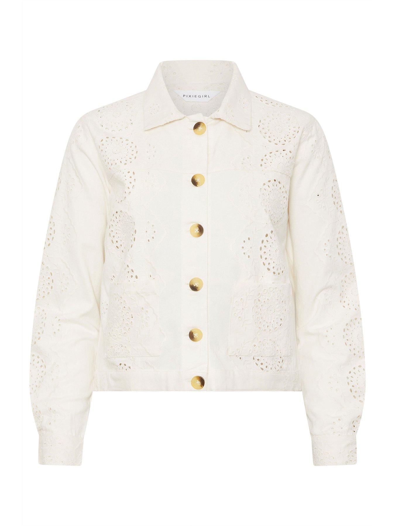 Image 5 of 5 of PixieGirl Petite Broderie Boxy Jacket