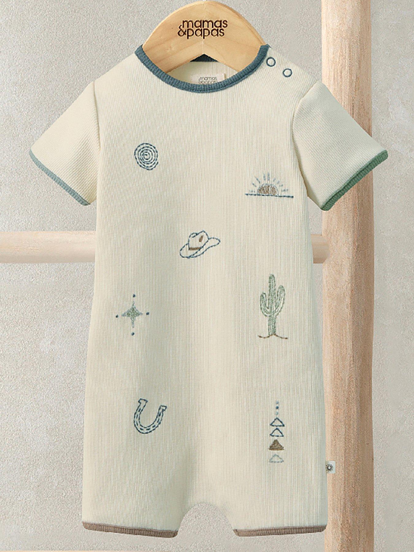 Mamas & Papas Baby Boys Wild West Colour Block Shortie Romper - Cream