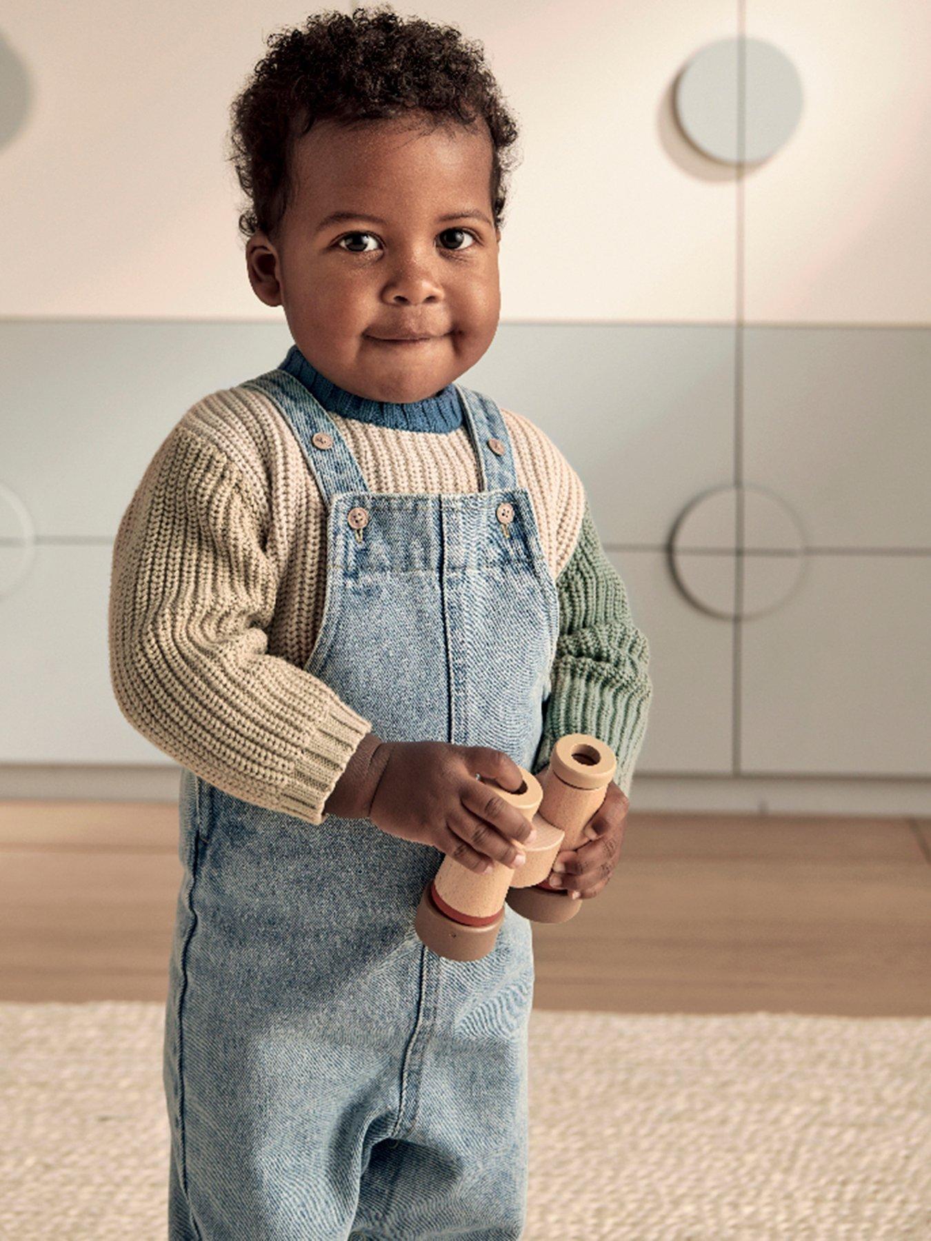Mamas & Papas Baby Boys Denim Dungarees, Blue, Size 9-12 Months