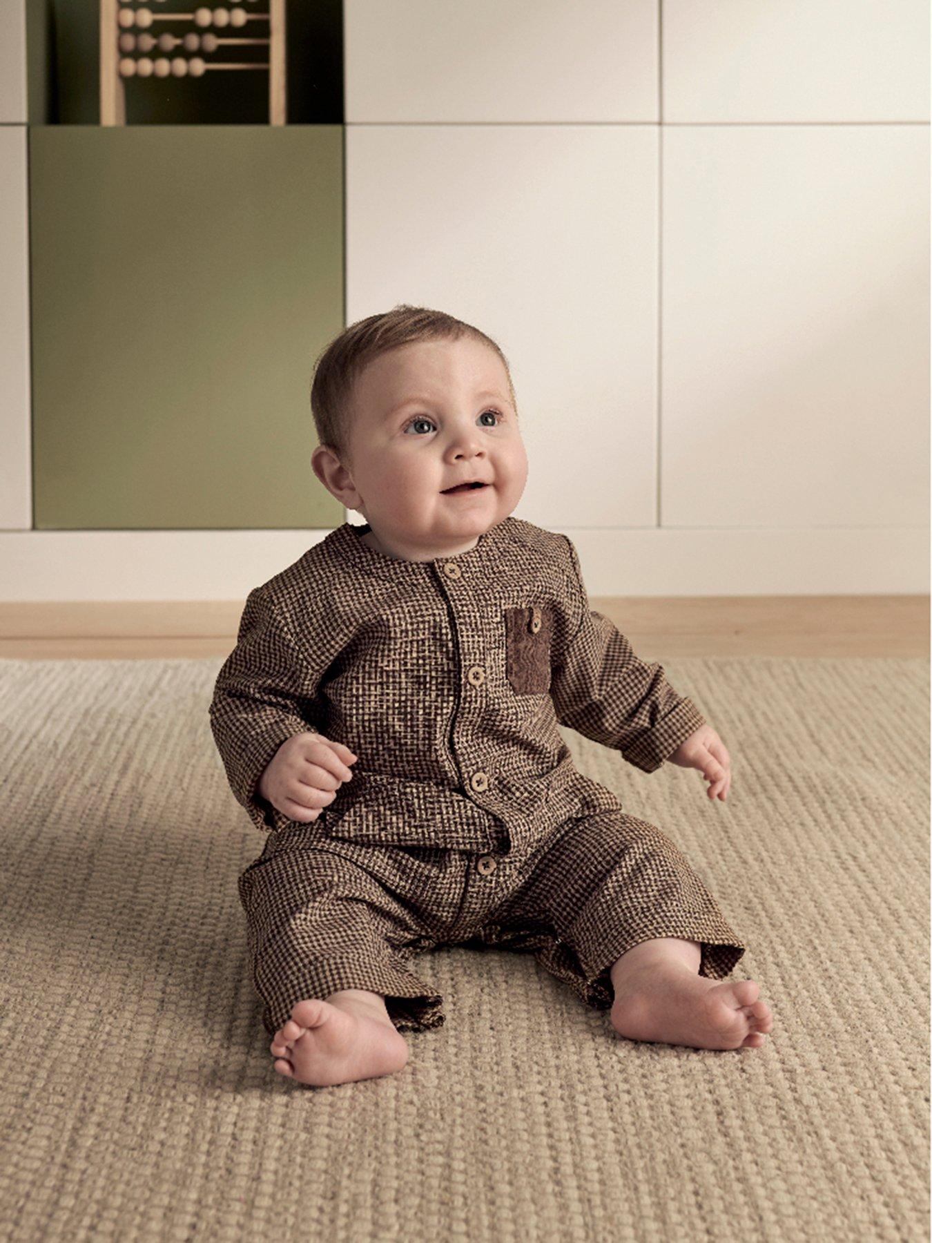 Mamas & Papas Baby Boys Gingham Romper - Beige