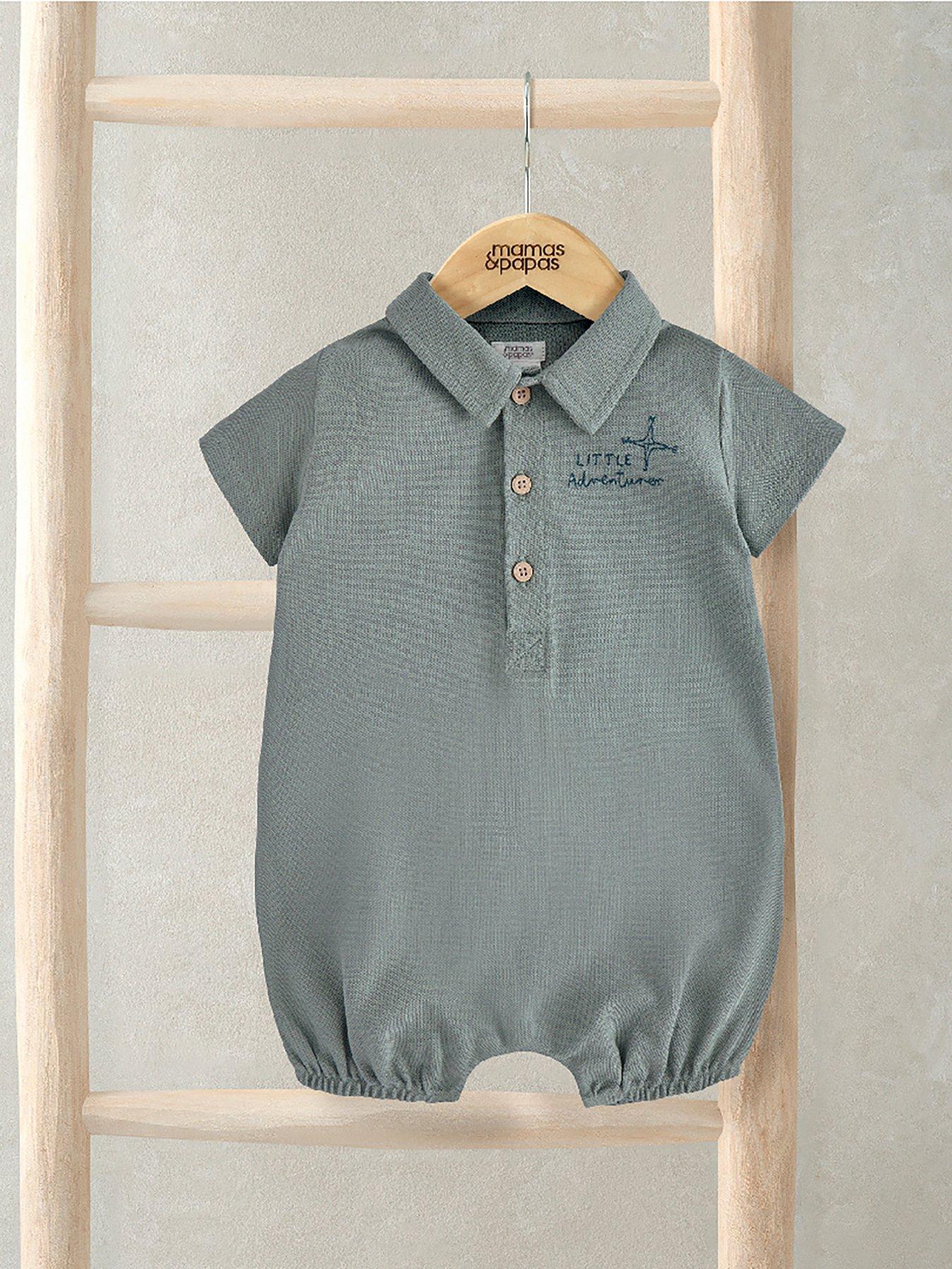 Mamas & Papas Baby Boys Pique Washed Jersey Romper - Green