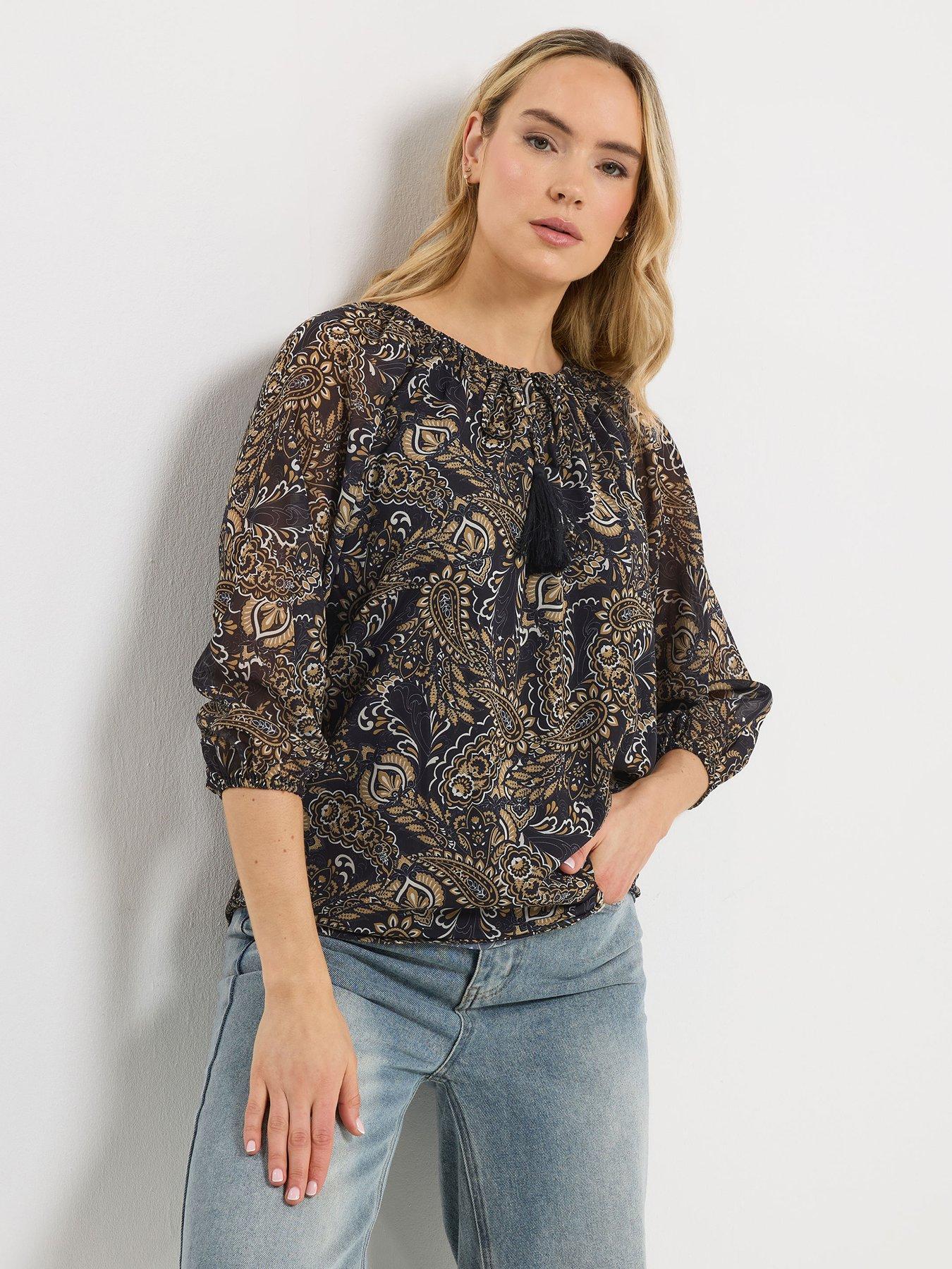 Long Tall Sally Paisley Chiffon Blouse - Black