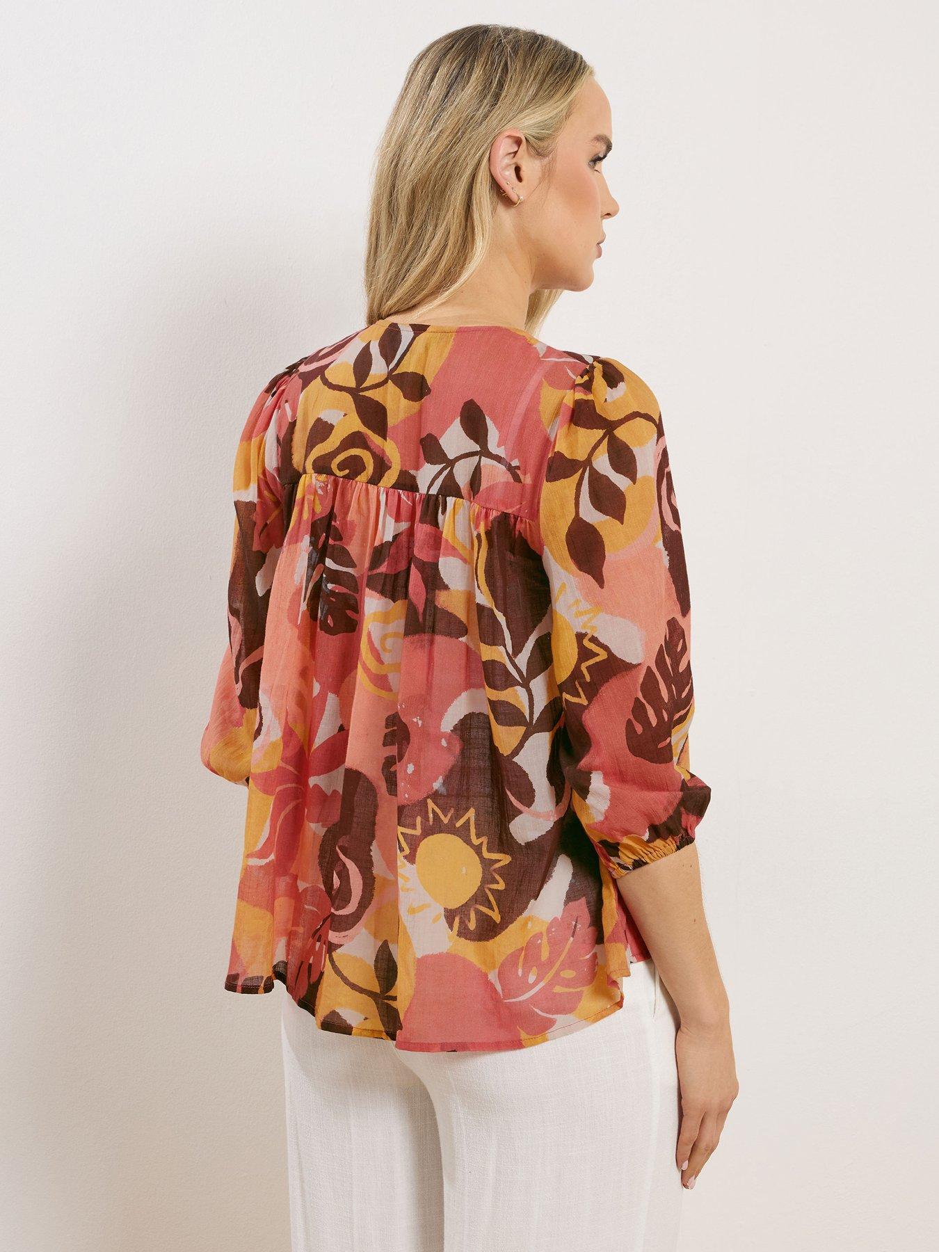 Image 2 of 5 of Long Tall Sally Tie Neck&nbsp;Tassel Blouse - Brown