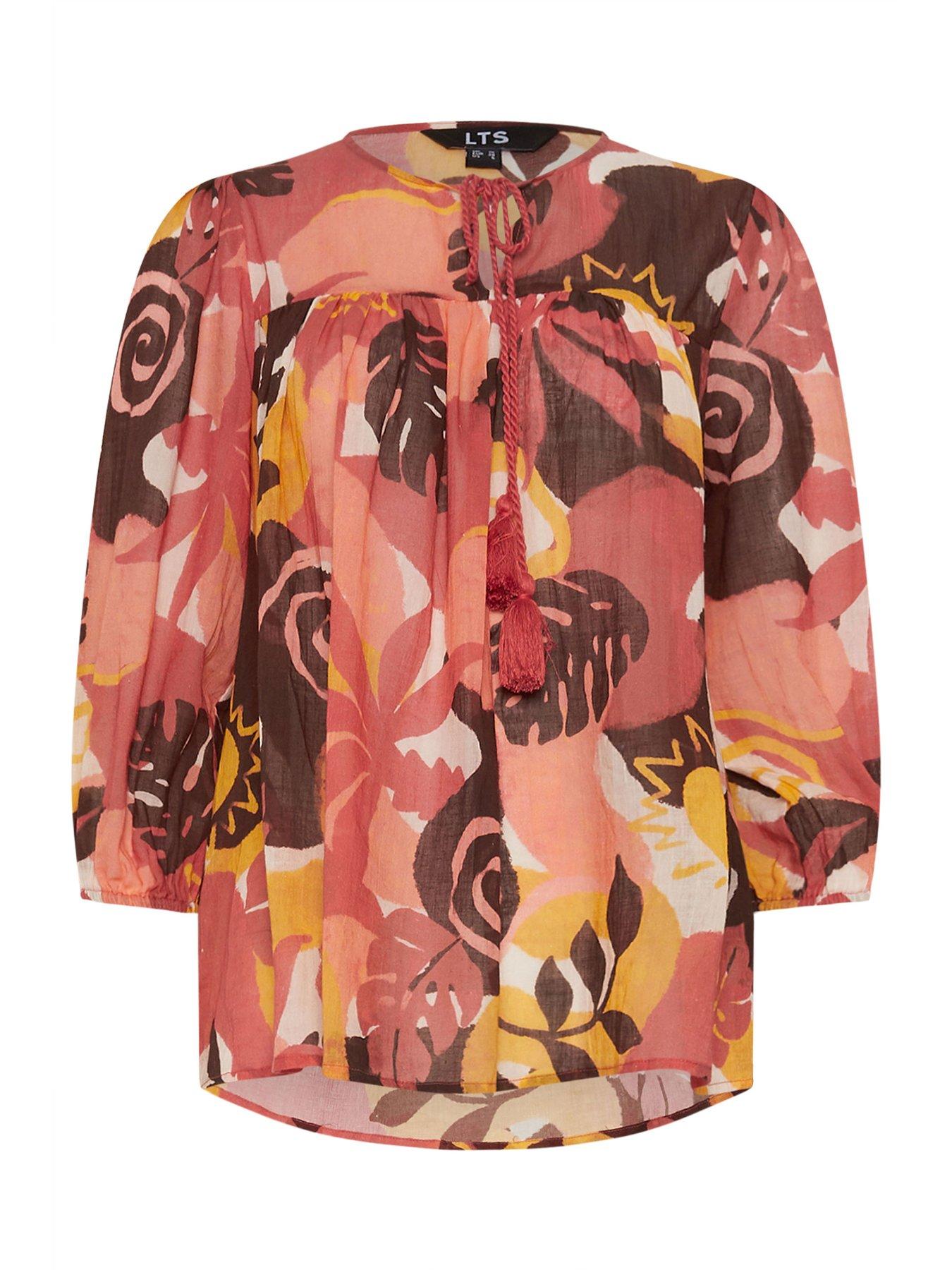 Image 5 of 5 of Long Tall Sally Tie Neck&nbsp;Tassel Blouse - Brown
