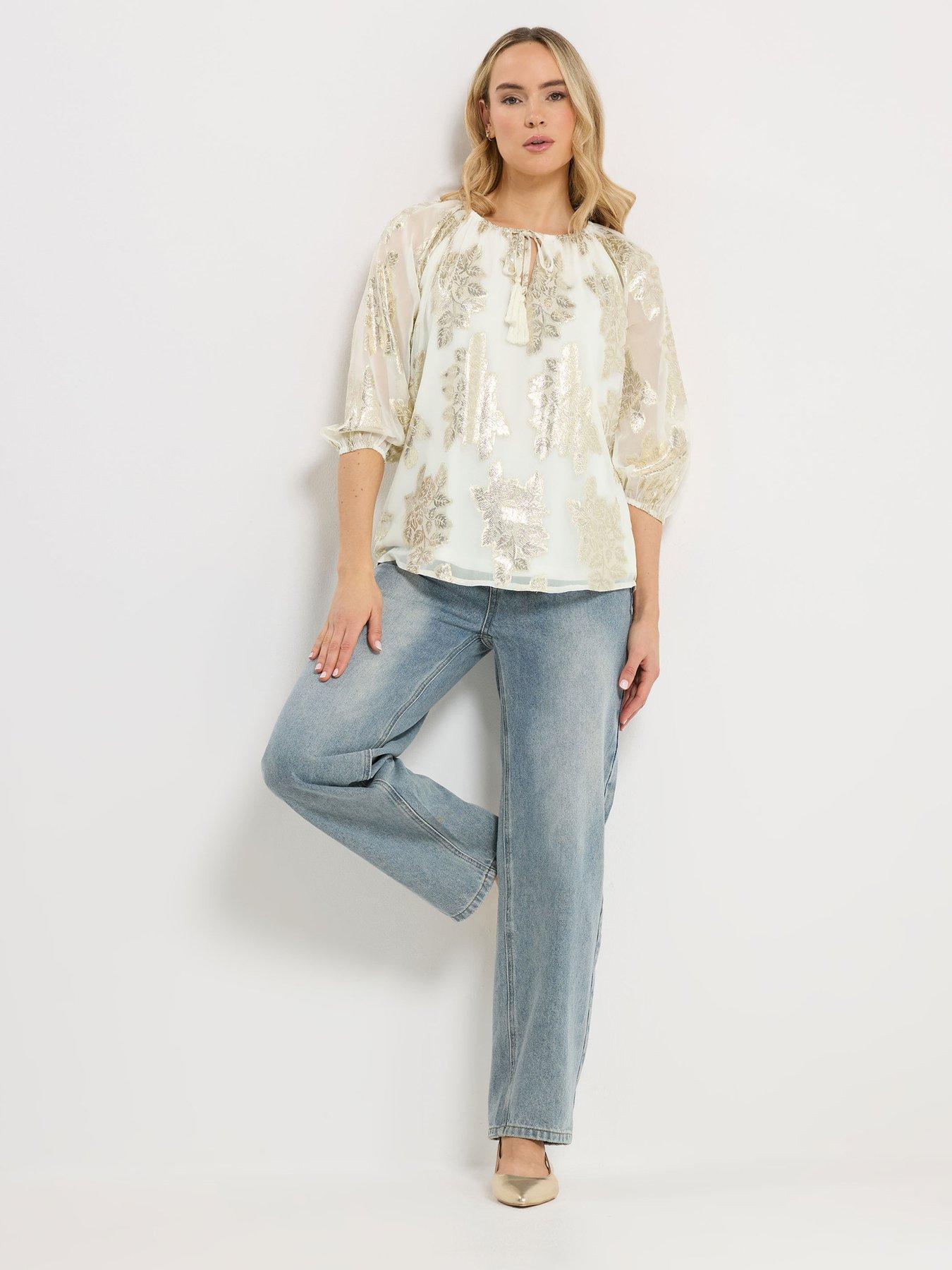 Image 3 of 4 of Long Tall Sally Metallic Boho Blouse - White
